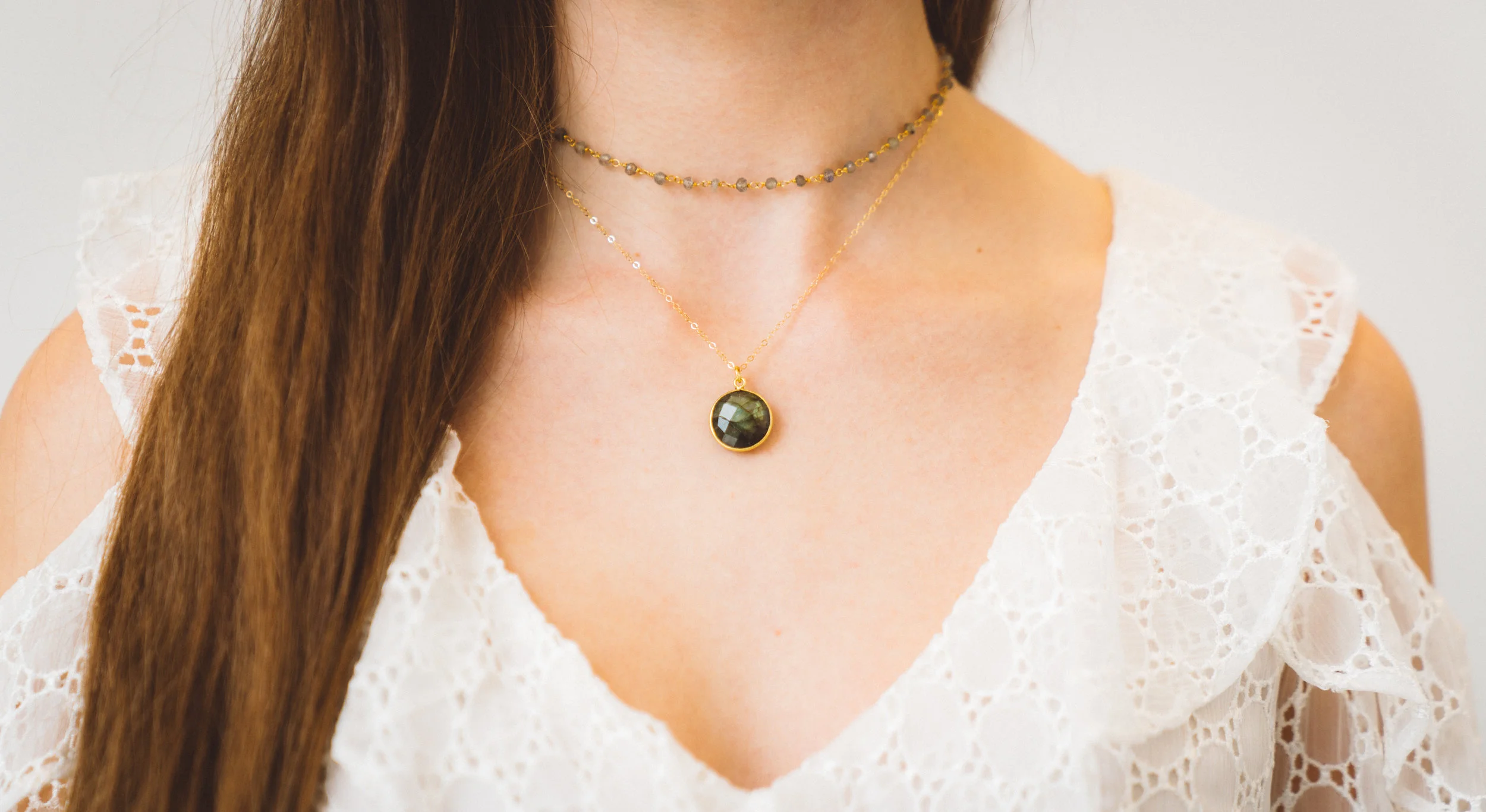Labradorite gemstone choker necklace