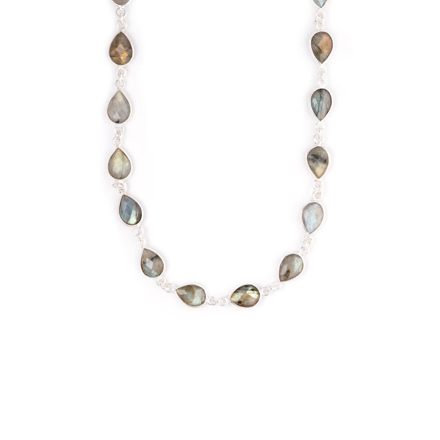 Labradorite and sterling silver choker necklace