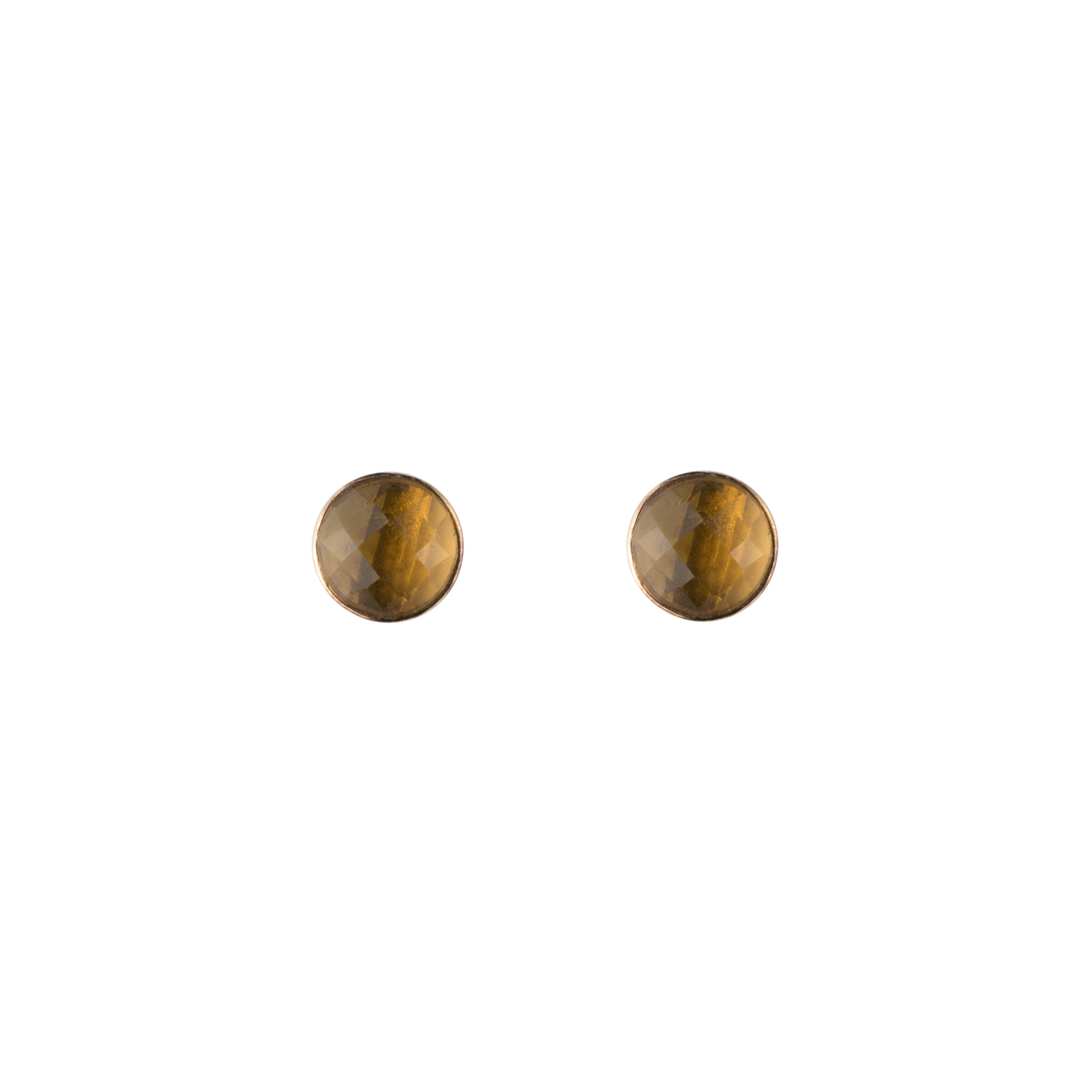 Round citrine stud earrings set in 24k gold