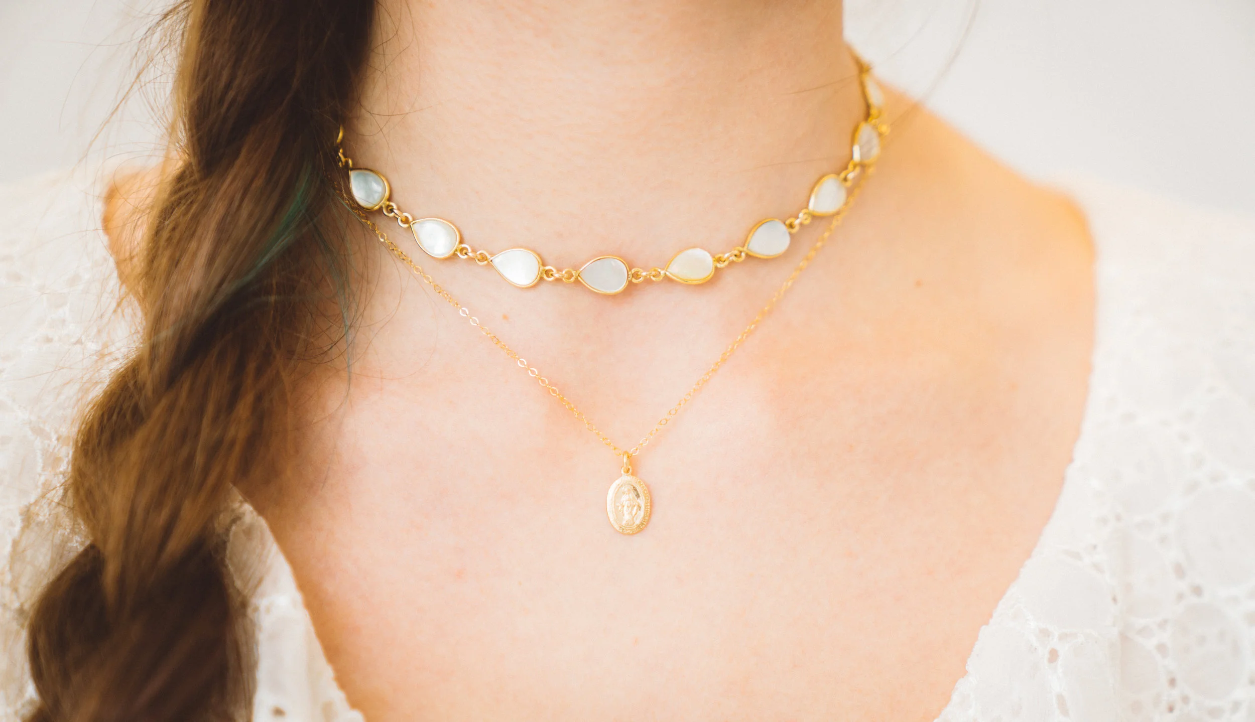 Gold plated Mother Medallion over stamped pendant