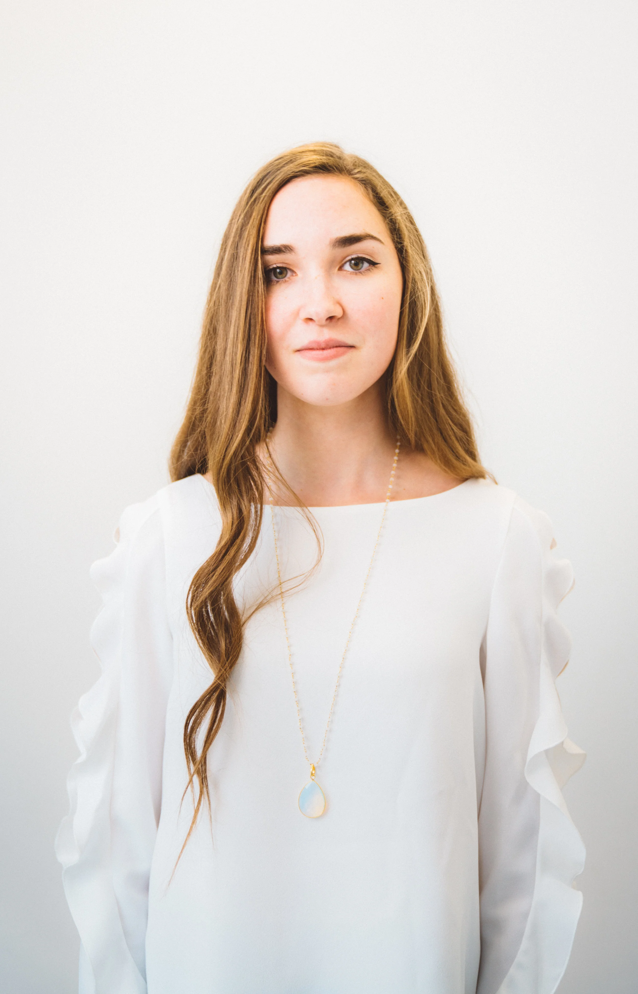 Long draping teardrop moonstone necklace