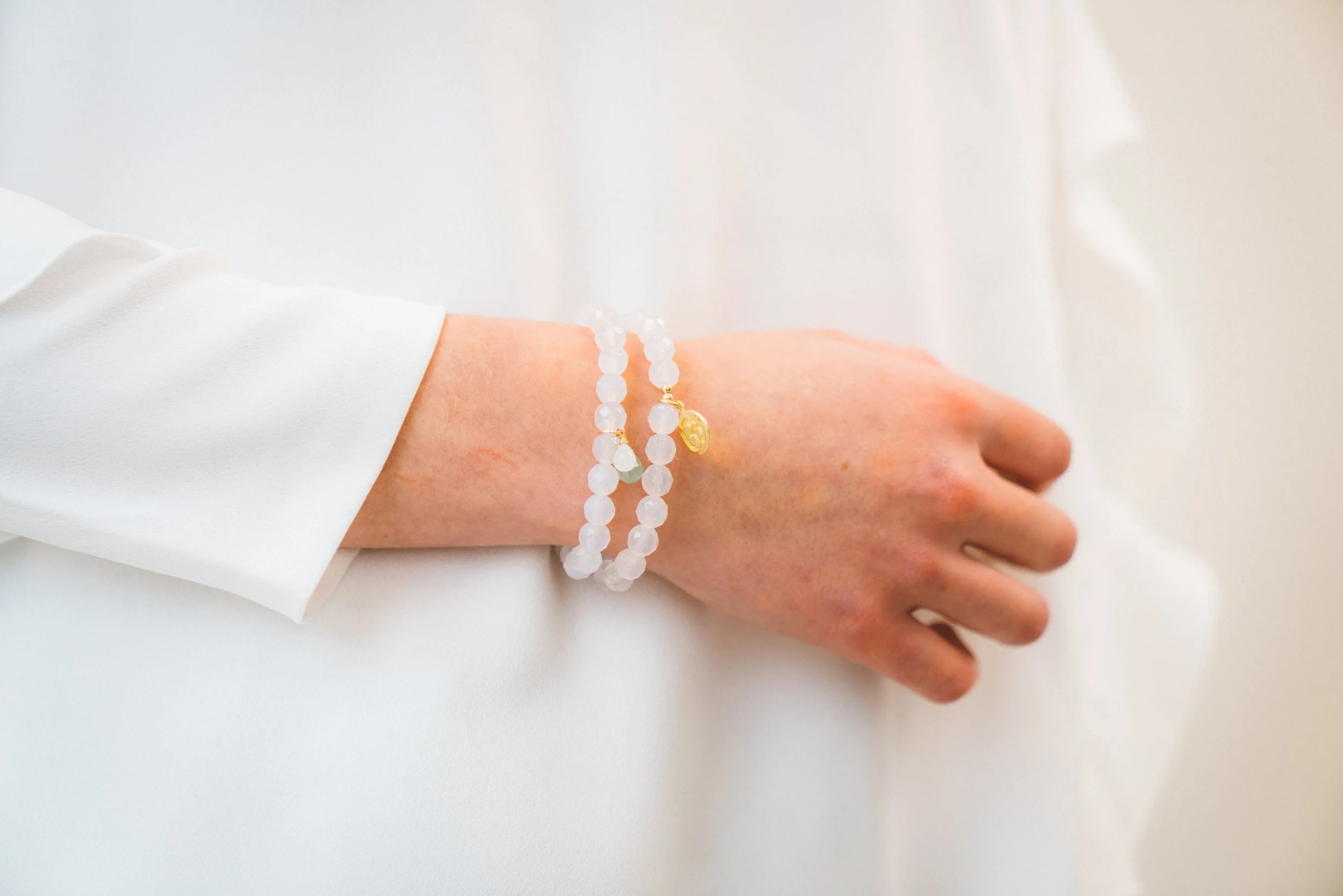 Om moonstone stackable bracelets