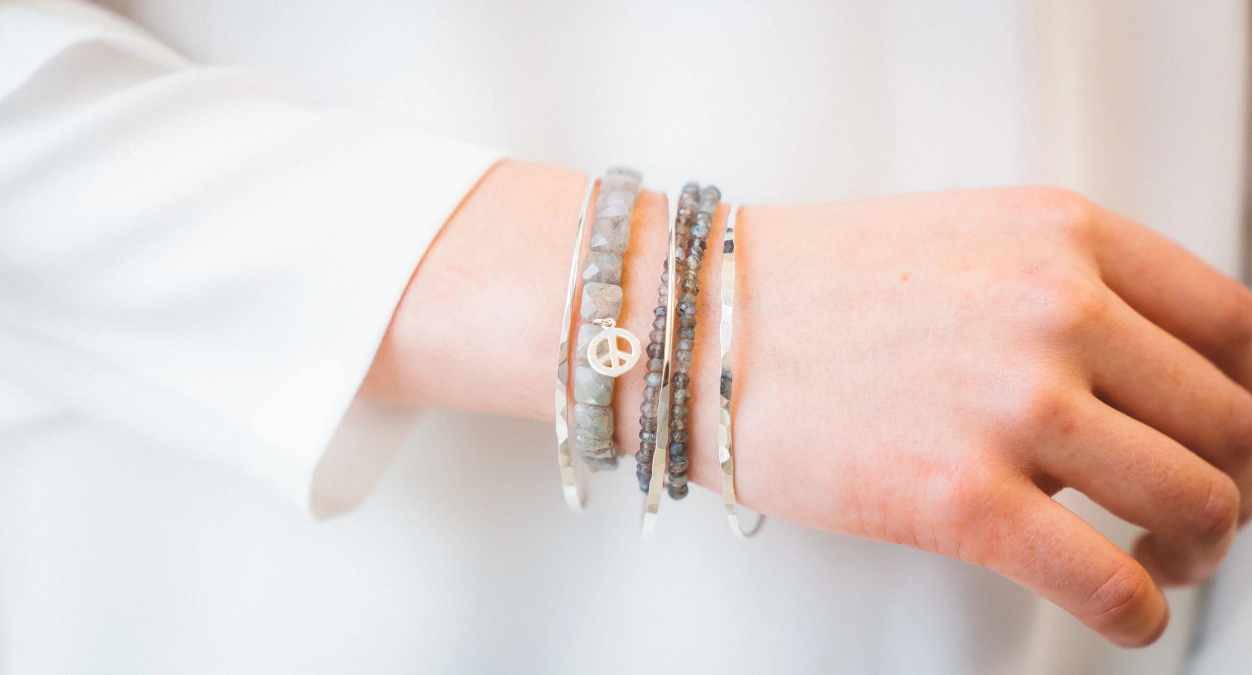 Layering bracelets labradorite double strand bracelet