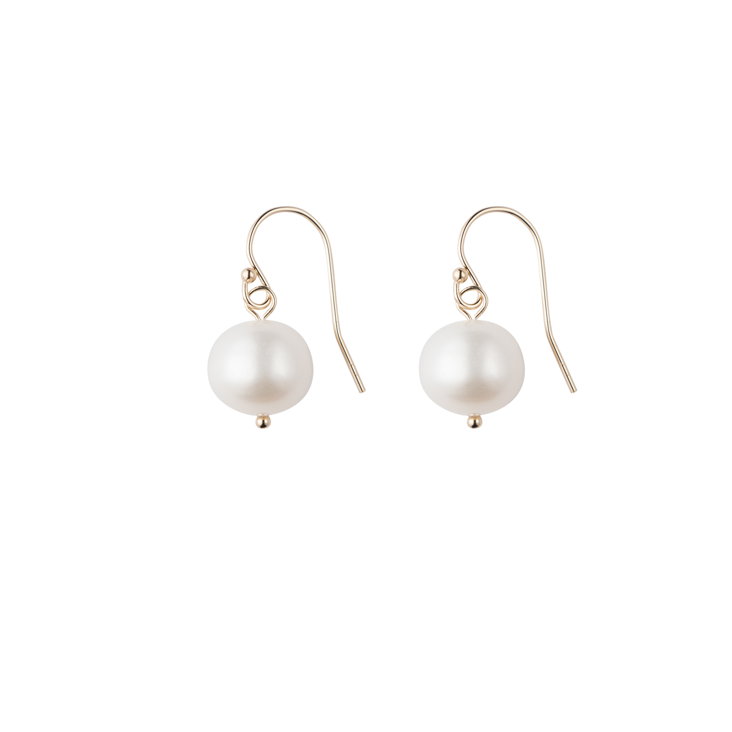 simple cultured pearl drop gold earrings