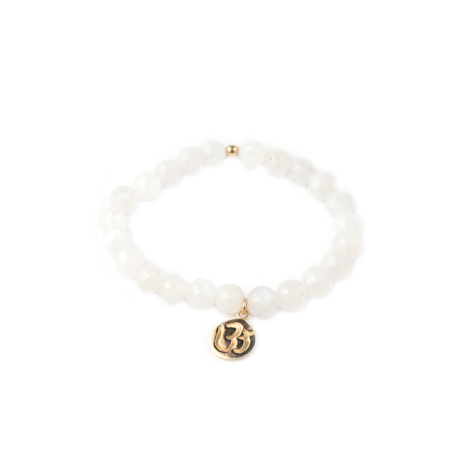 Moonstone mala style bracelet with golden OM charm