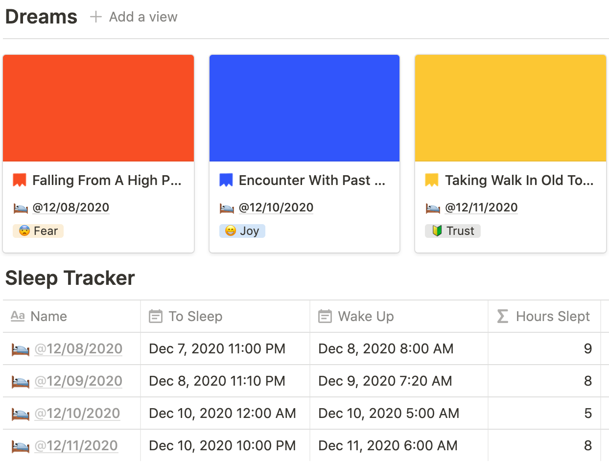 Free Notion Template Sleep And Dream Tracker Red Gregory