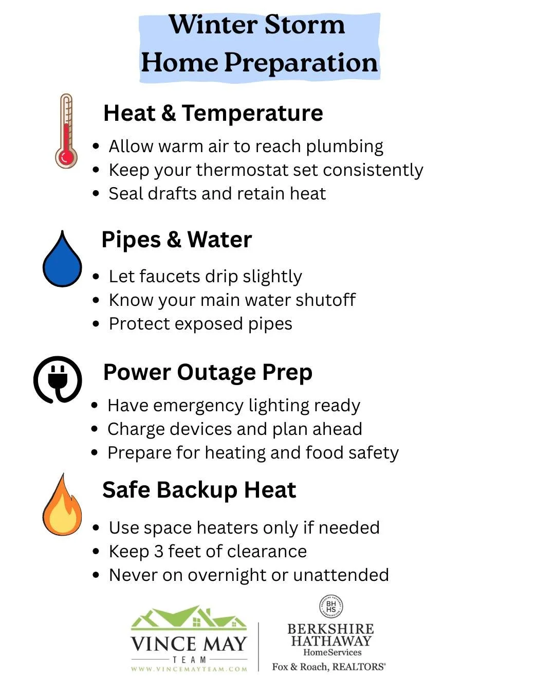 ❄️ Winter Storm Reminder ❄️

As a winter storm approaches, we encourage our clients and community to take the necessary steps to prepare their homes and protect what matters most. A little planning ahead can make a big difference in keeping your home