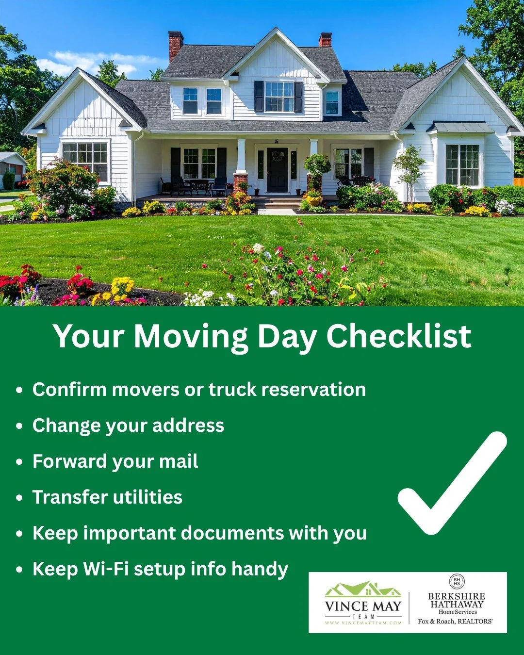 Moving day can feel overwhelming, but having a plan makes all the difference 🏡 📦

Here&rsquo;s a quick checklist of important things to do to keep your day running smoothly.
A little preparation goes a long way when it comes to making your move as 