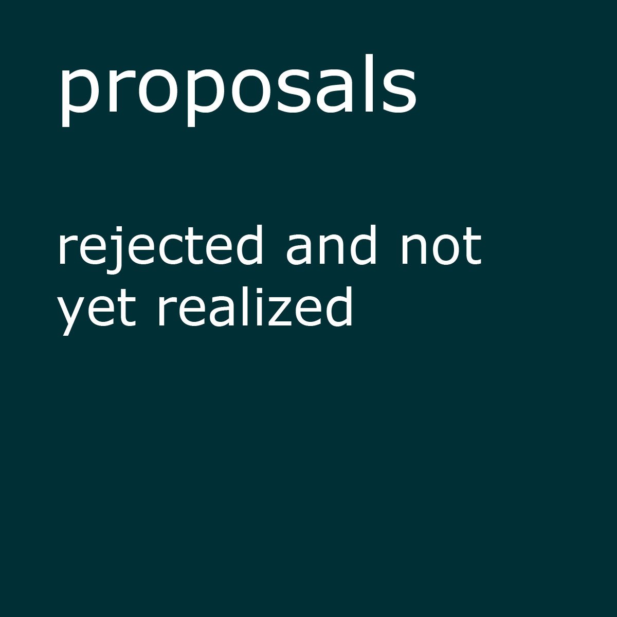 proposals: rejected and not yet realized
