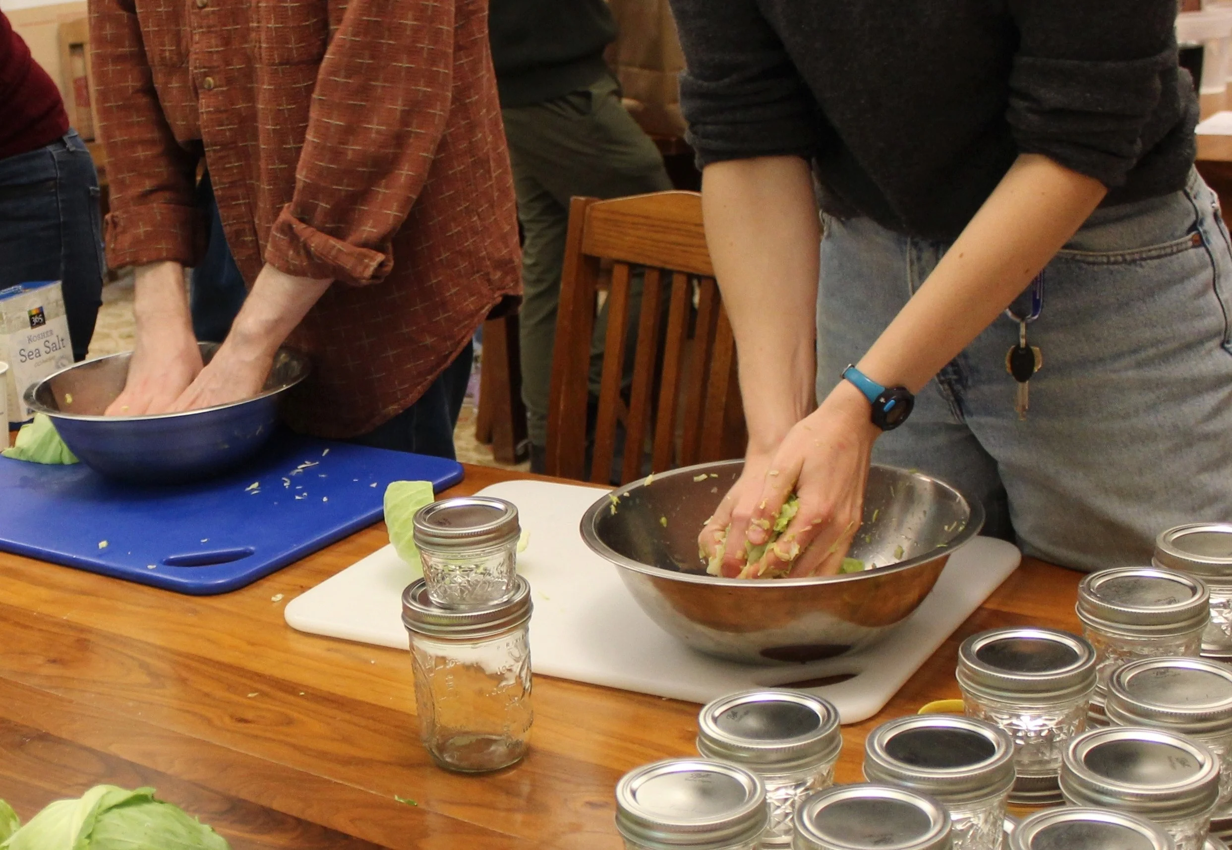 Students create sauerkraut ferments in the Intensive’s first session.