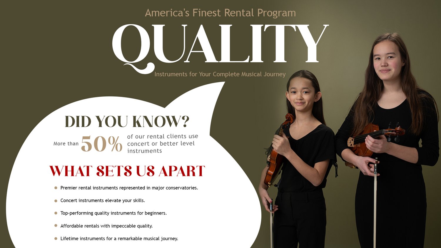 Violin Rentals, Viola Rentals More Equity Quality Instruments