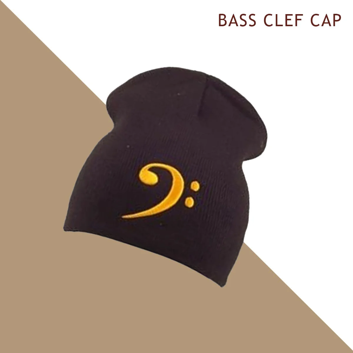 Bass Clef Beanie - Black and Gold