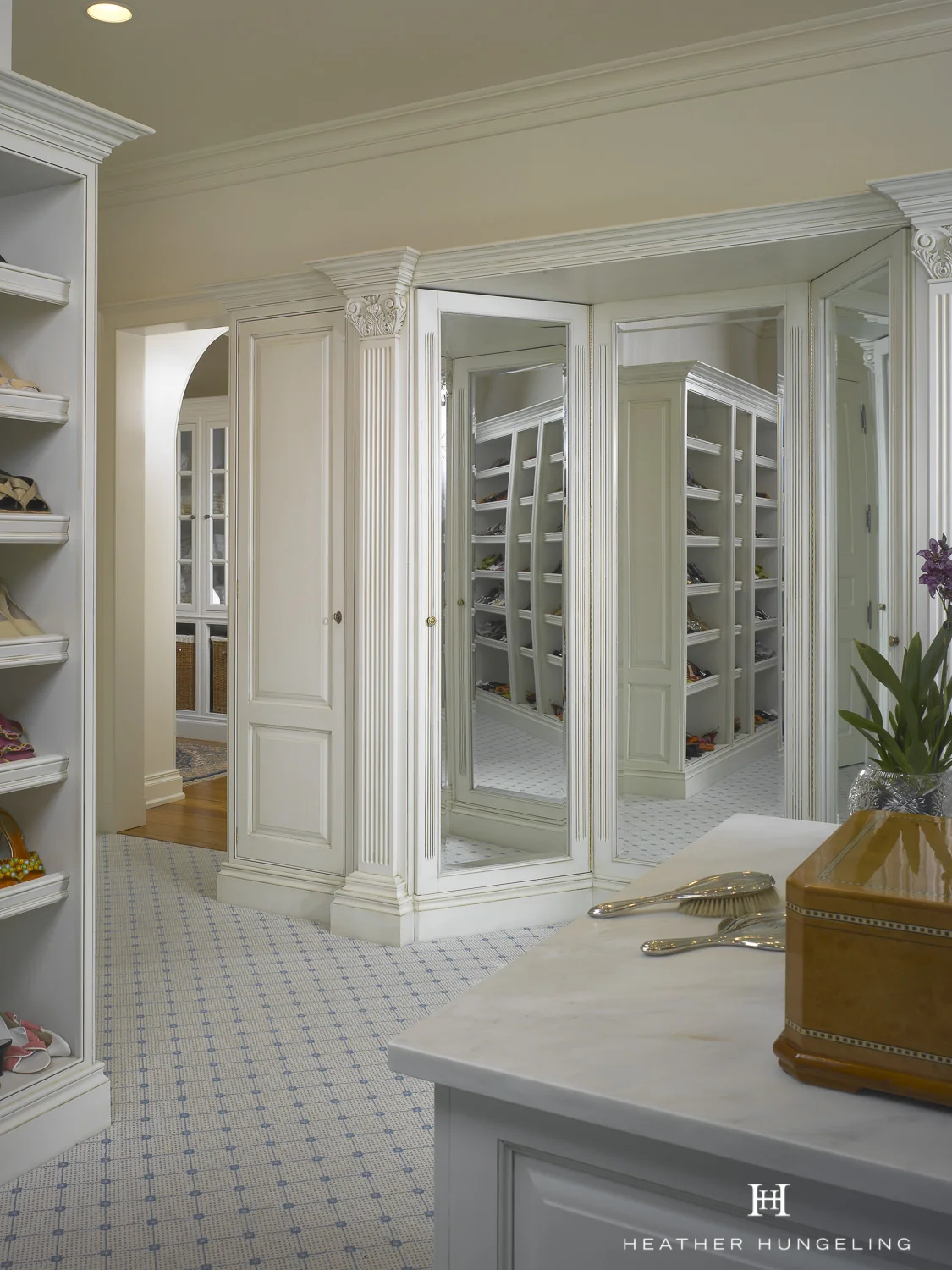 Clive Christian luxury dressing room closet in Linen White