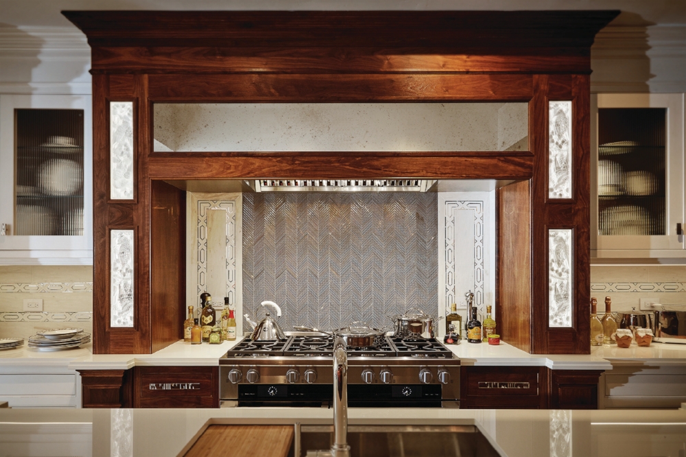 Clive Christian contemporary walnut mantle for Kips Bay showcase house 2016.