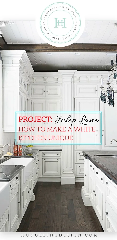 A luxury white kitchen featuring Clive Christian cabinetry in Kentucky - designed by Heather Hungeling. A great example of how to make a traditional white kitchen interesting and unique with luxury details.