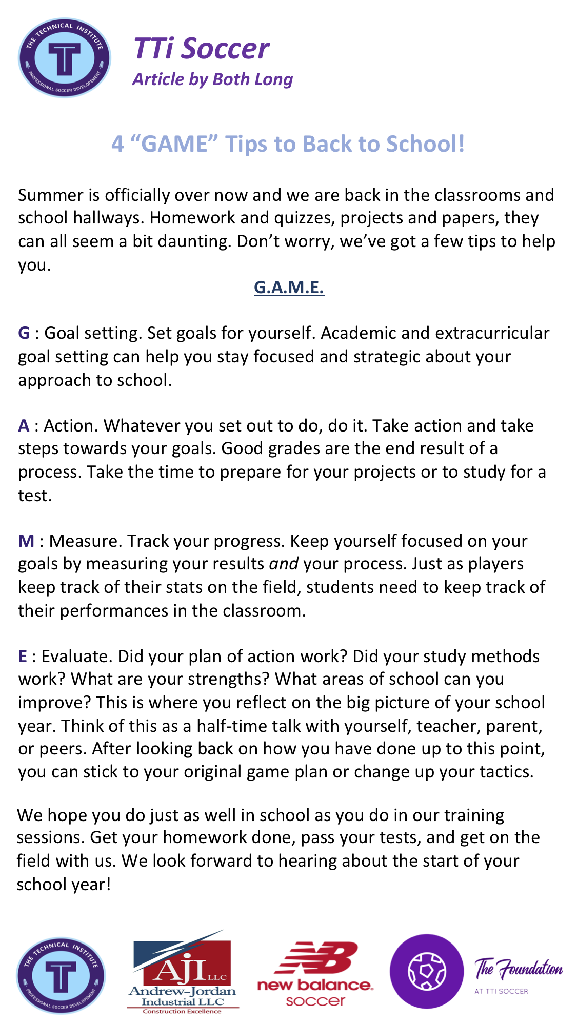 Back to School - G.A.M.E.