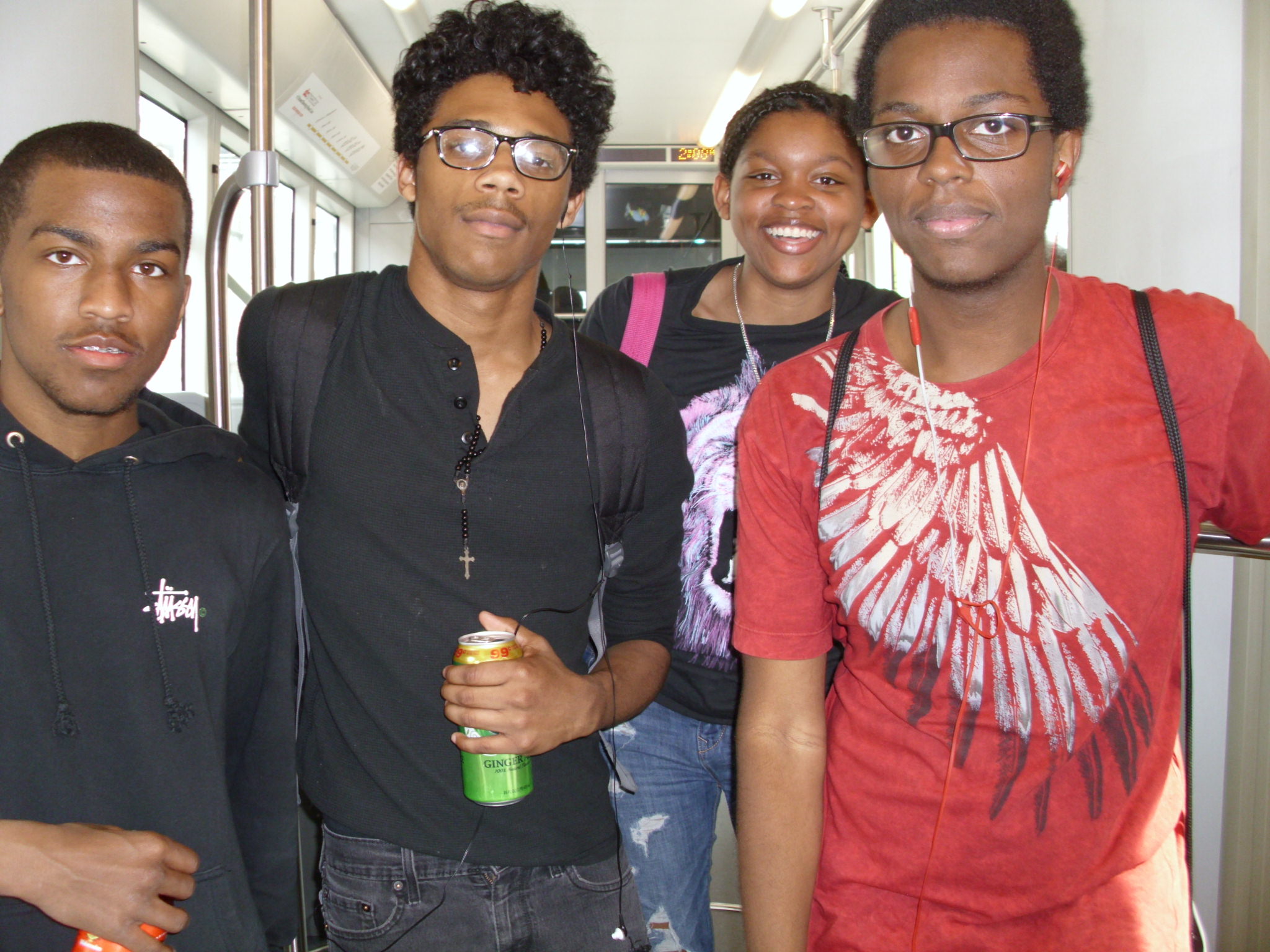 Students riding streetcar on H Street.