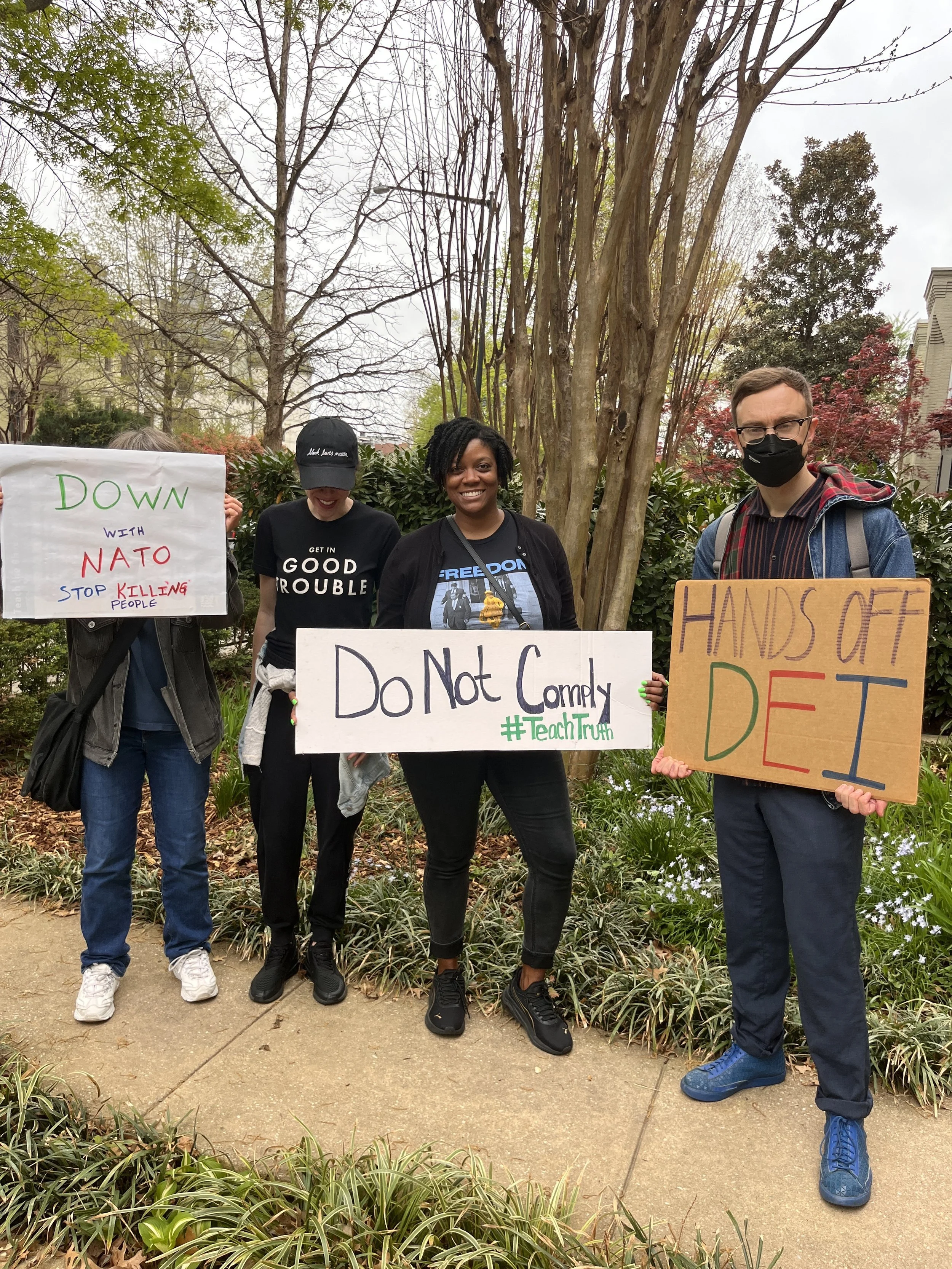 Teaching for Change staff and working group members at Hands Off! D.C.