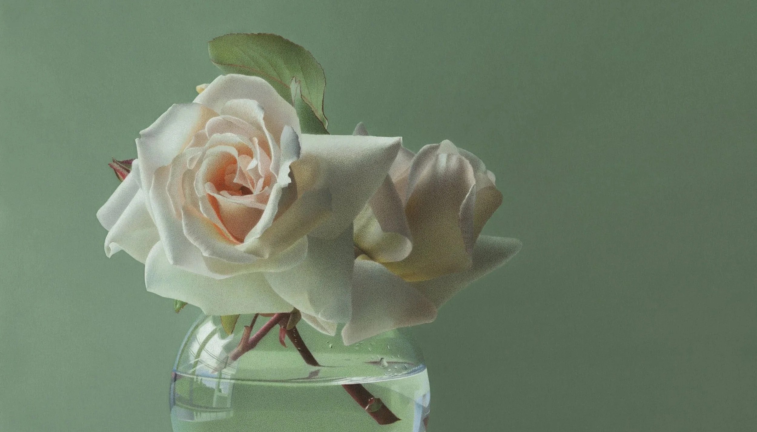 Garden Roses in a Glass Vase