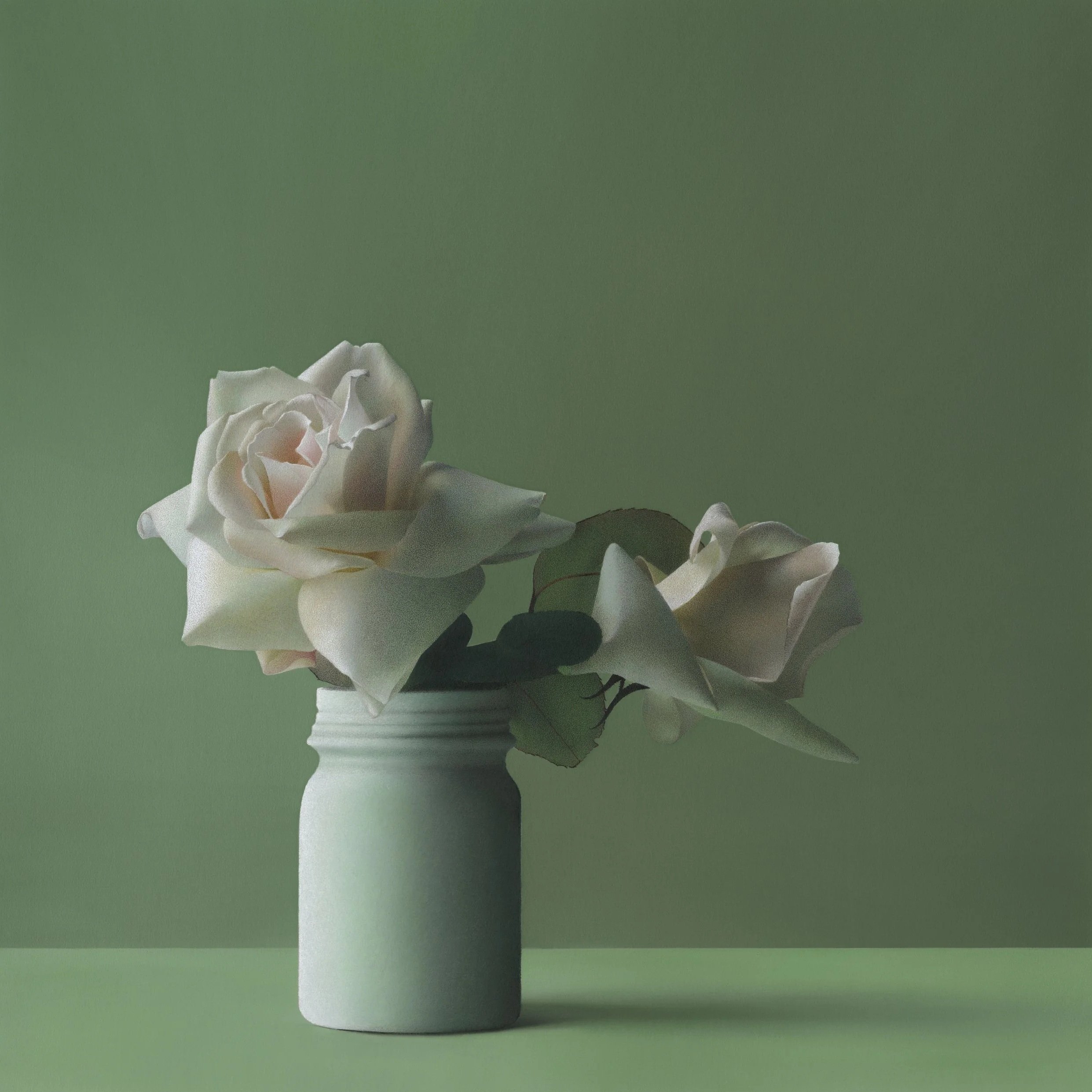Garden Roses in a Ceramic Vase