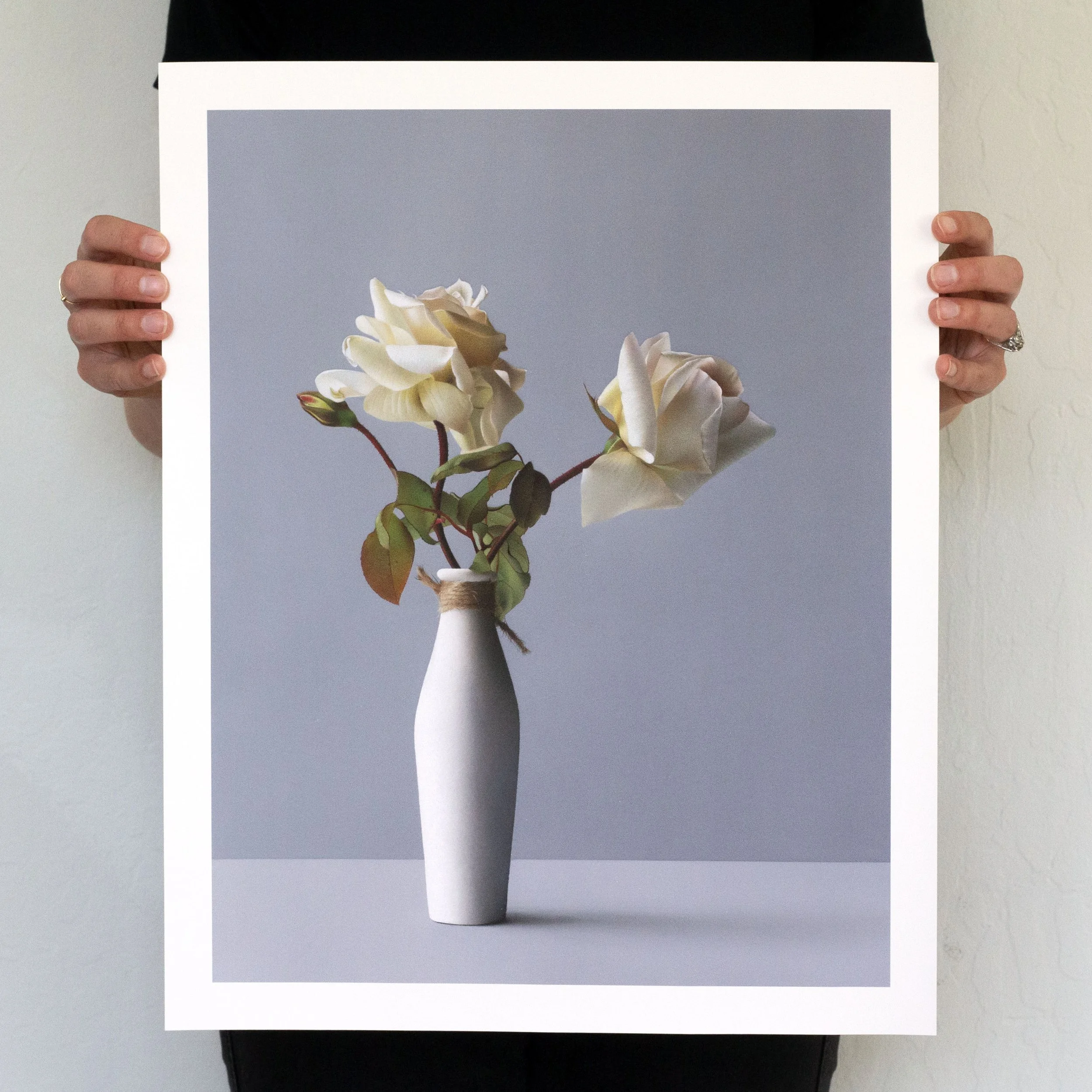 Garden Roses in a Tall Vase