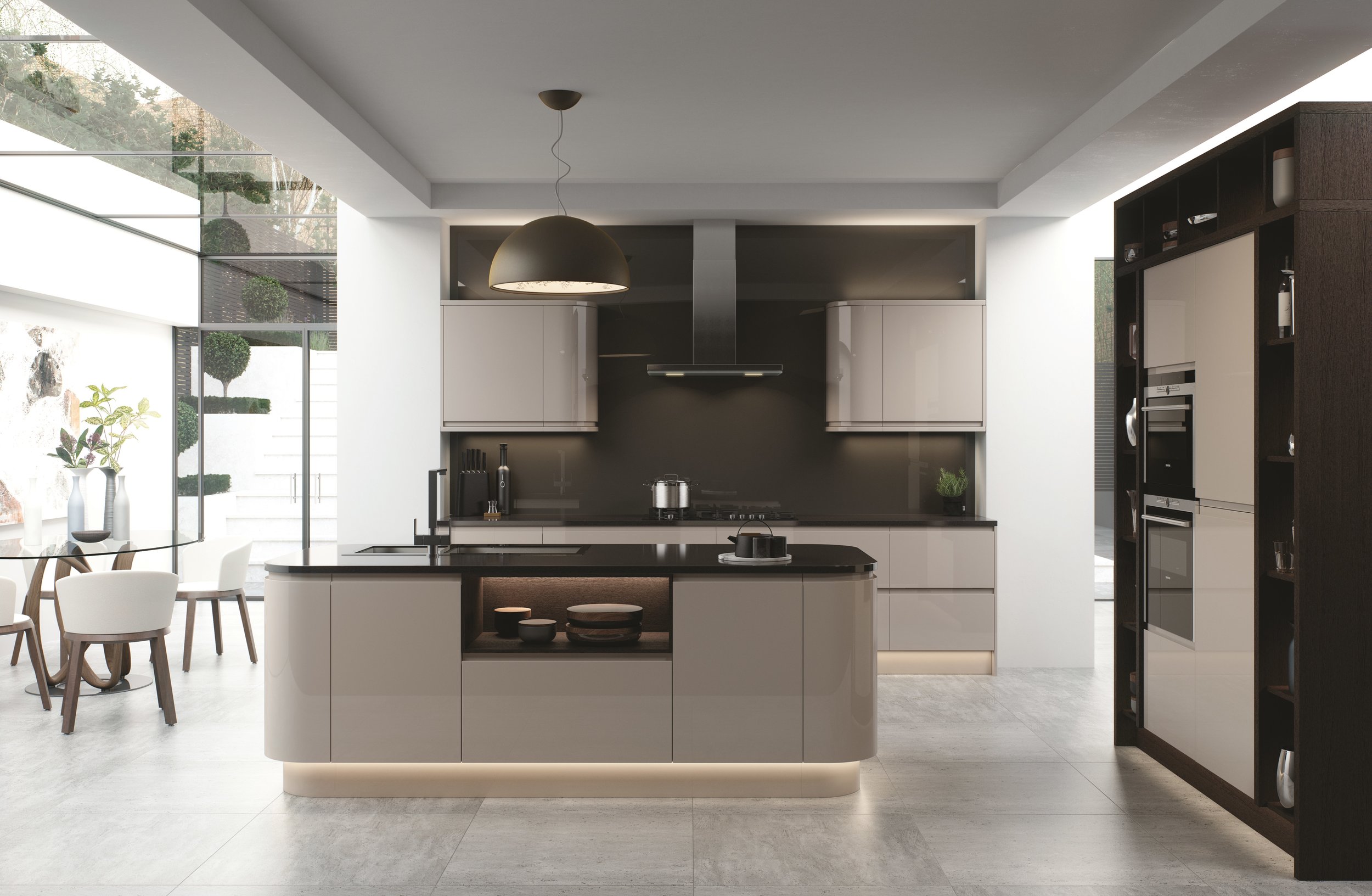 Modern fitted kitchen with island installed in Shoreham-by-Sea, West Sussex