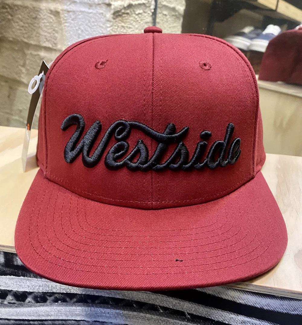Script Embroidered Hat Maroon/Black — West Side Skates