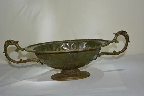 LOW-018: Green Footed Container with Handles