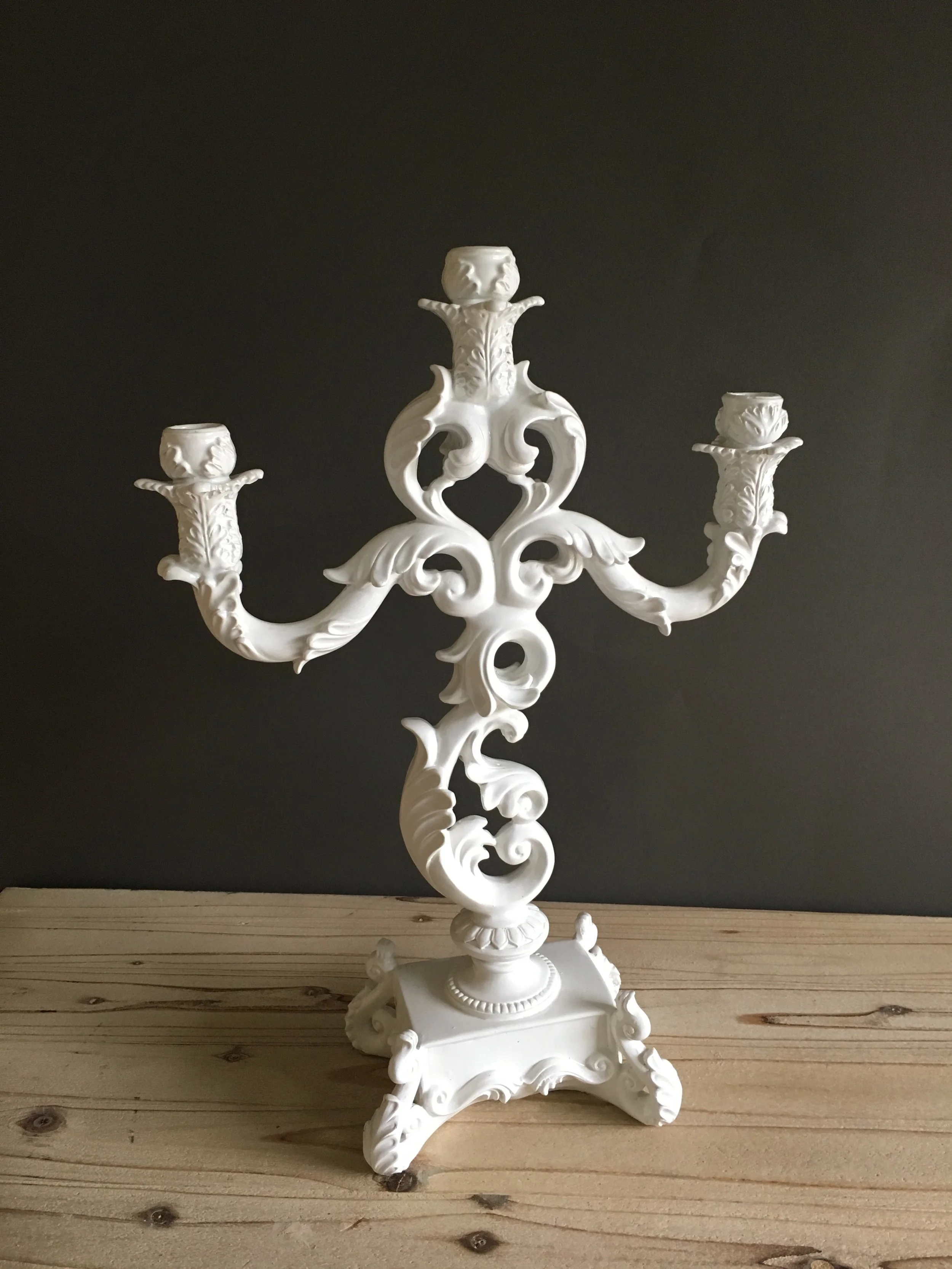 CHC-023: 3 Arm White Candelabra