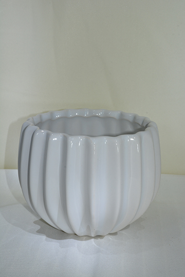 LOW-155: White Ribbed Bowl