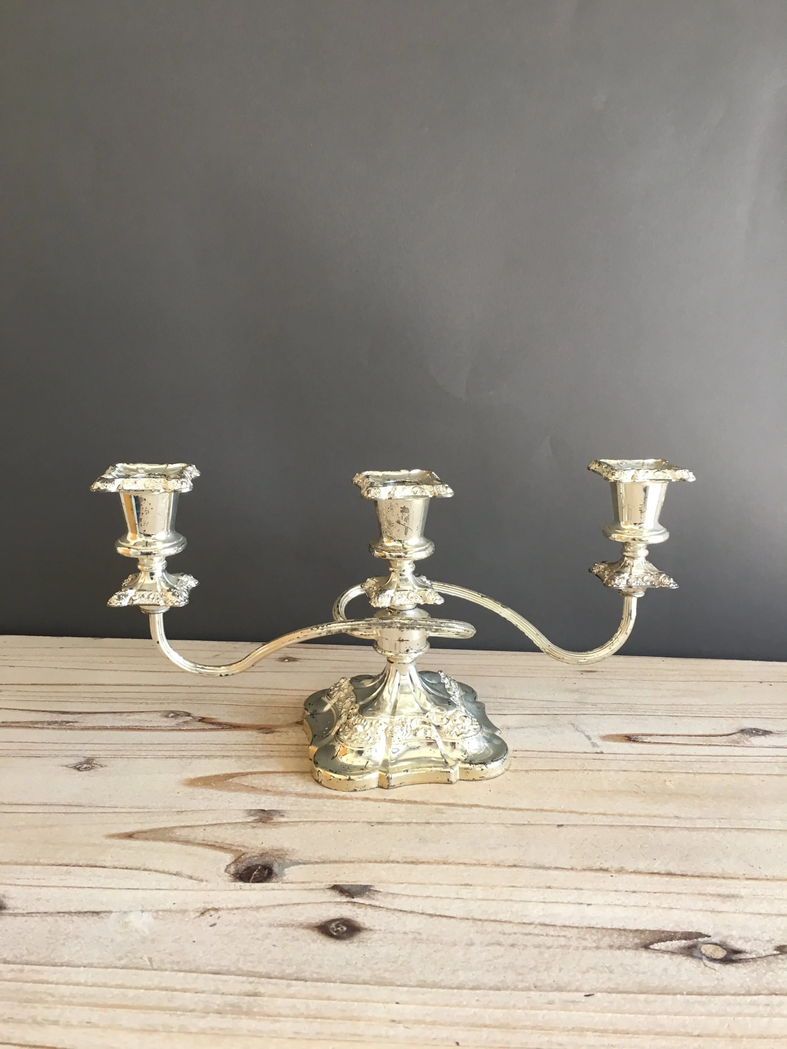 CHC-073: Silver 3 Arm Candelabra