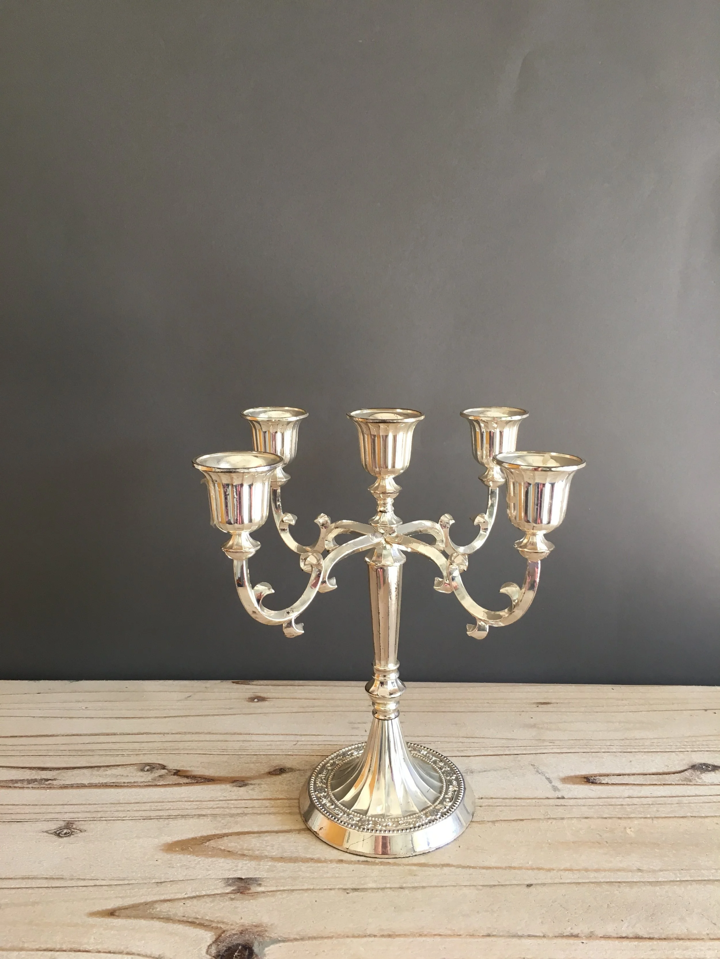 CHC-074: Small Silver 5 Arm Candelabra