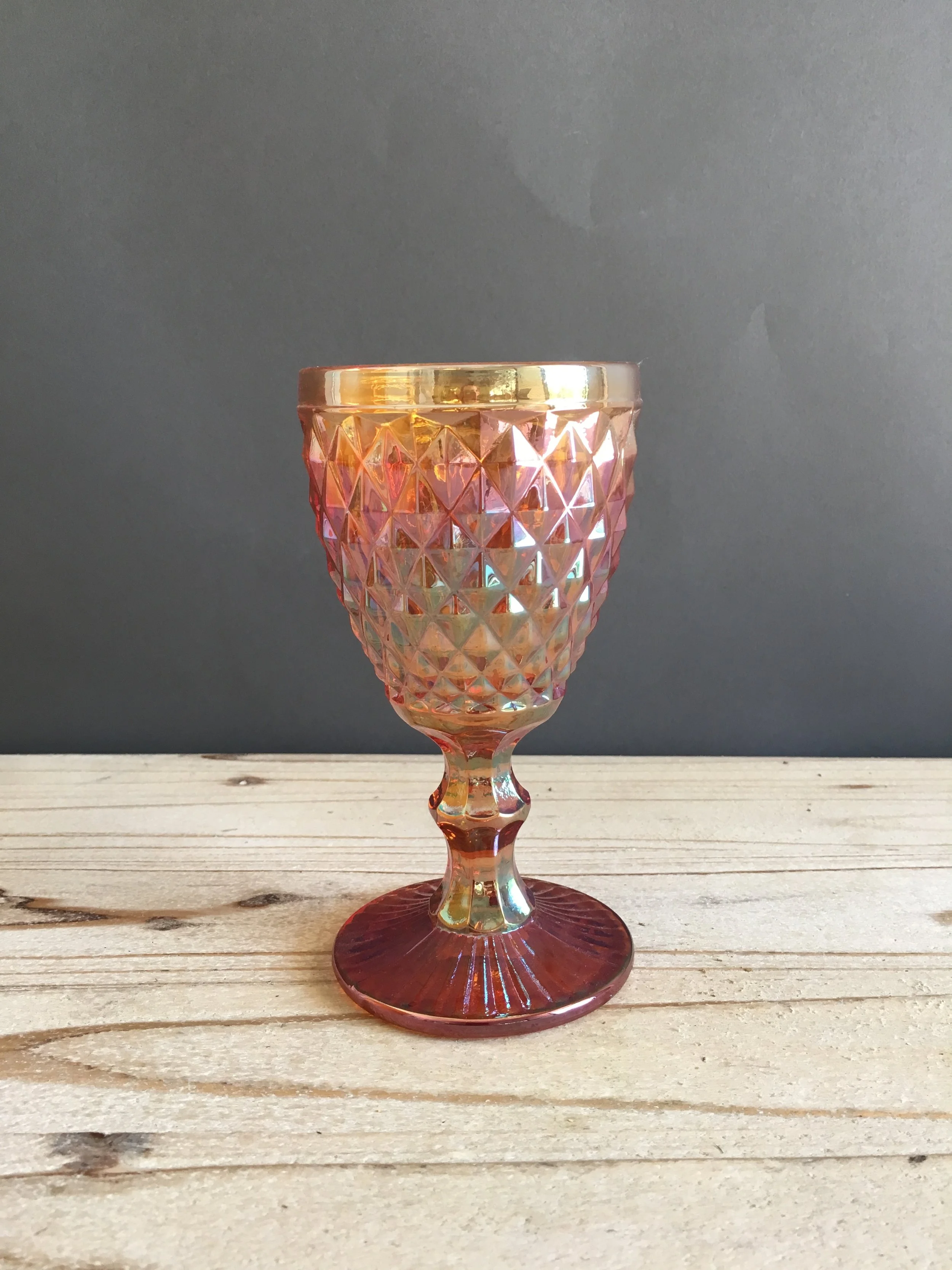 LOW-135: Amber Iridescent Cut Glass