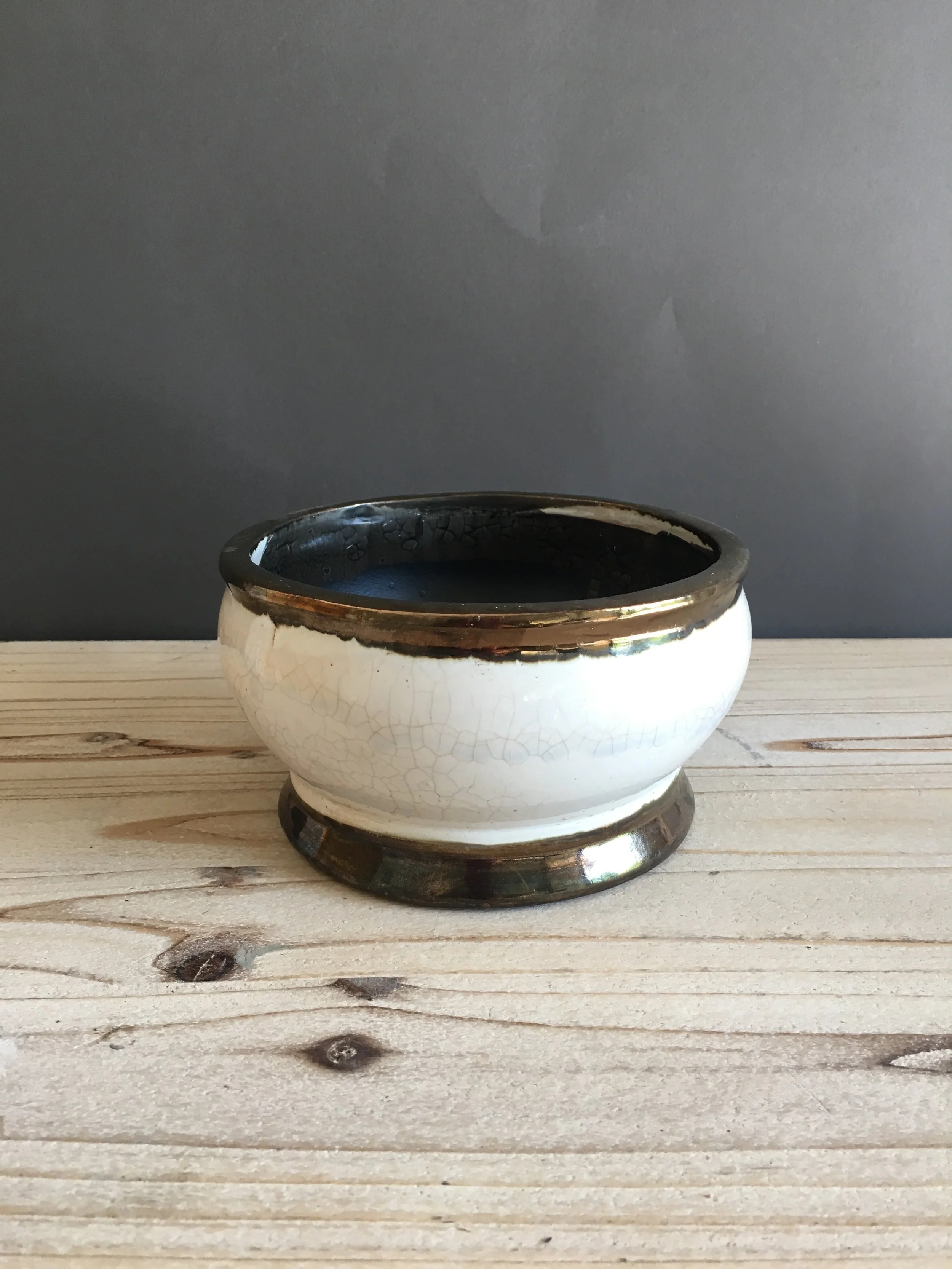 LOW-062: Cracked Glaze Low Bowl