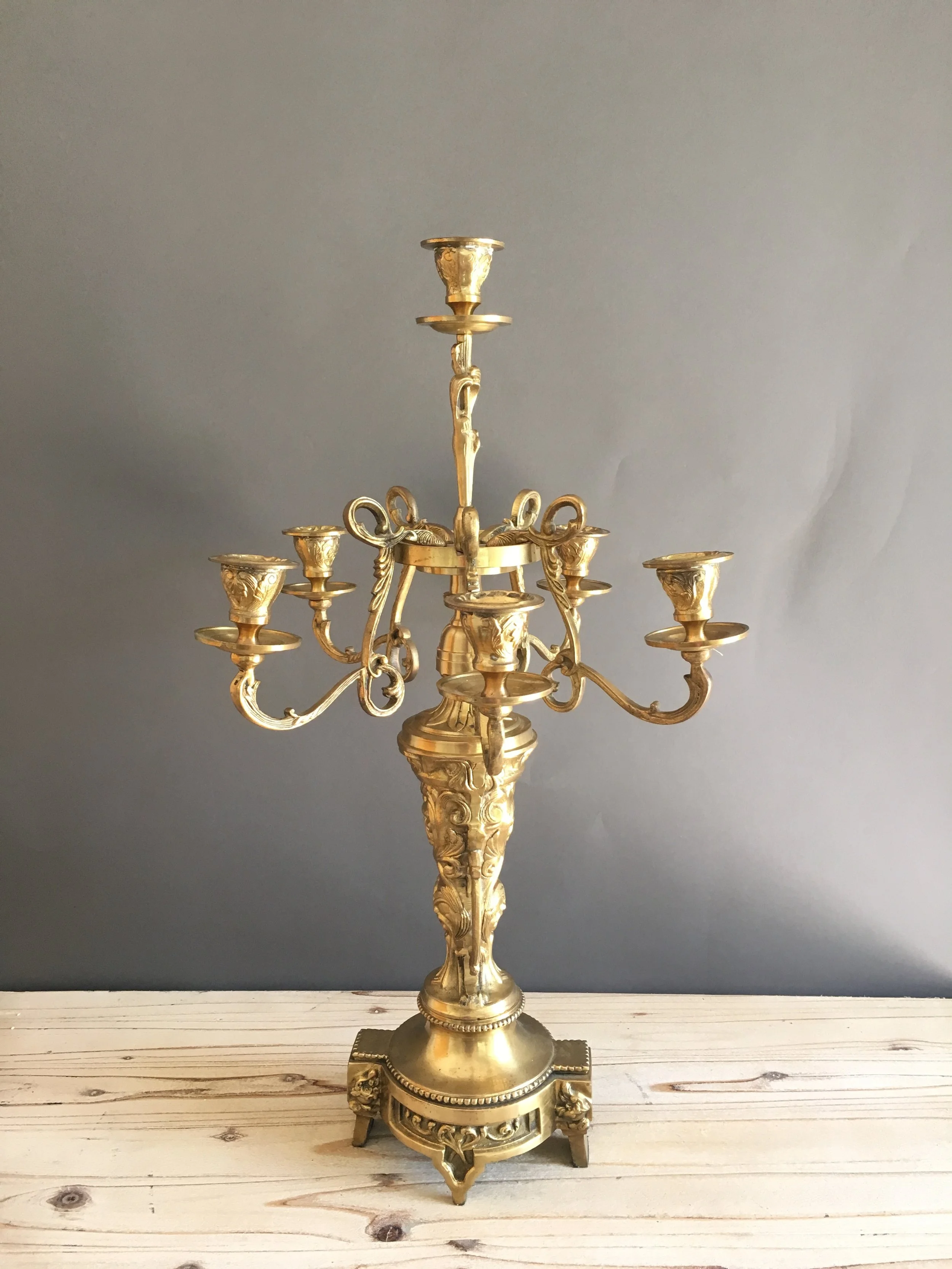 CHC-076: 6 Arm Gold Ornate Candelabra