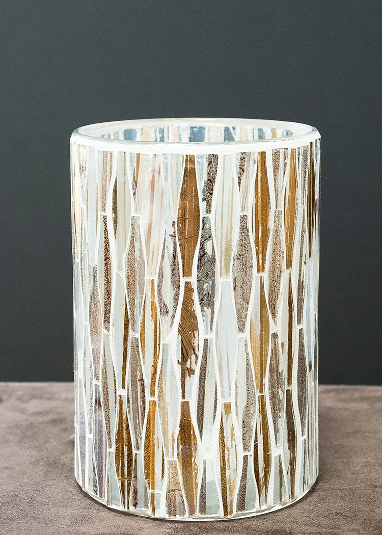 LOW-146: Gold & Silver Mosaic Vase