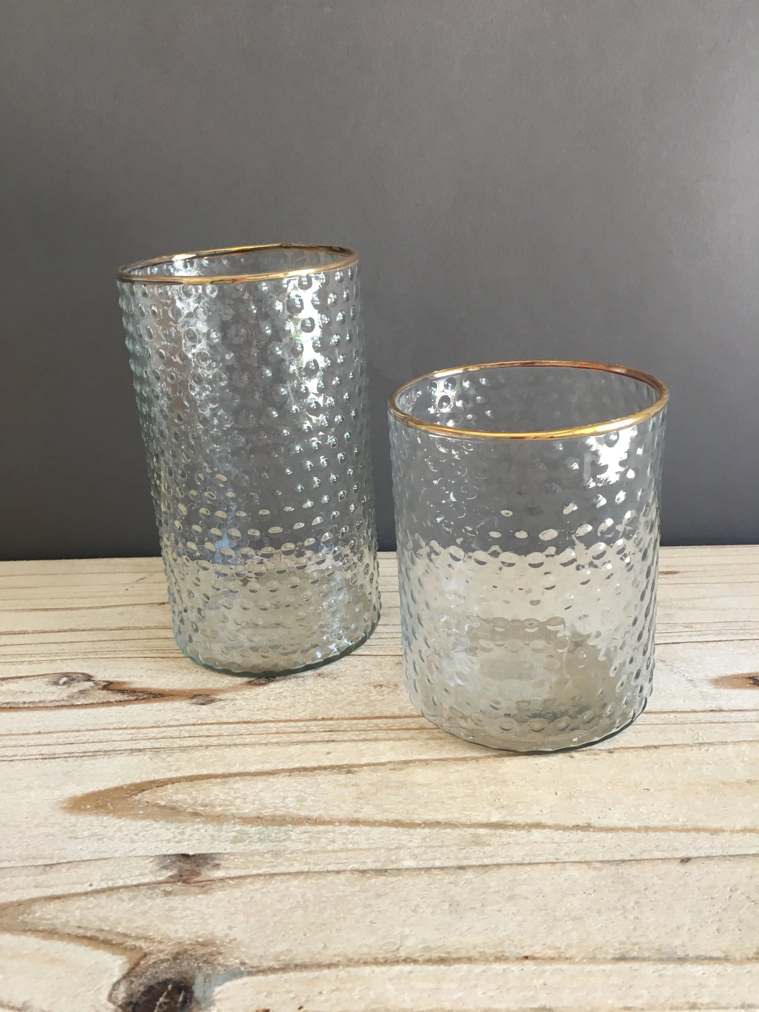 CHC-045: Textured Candleholder w Gold Rim