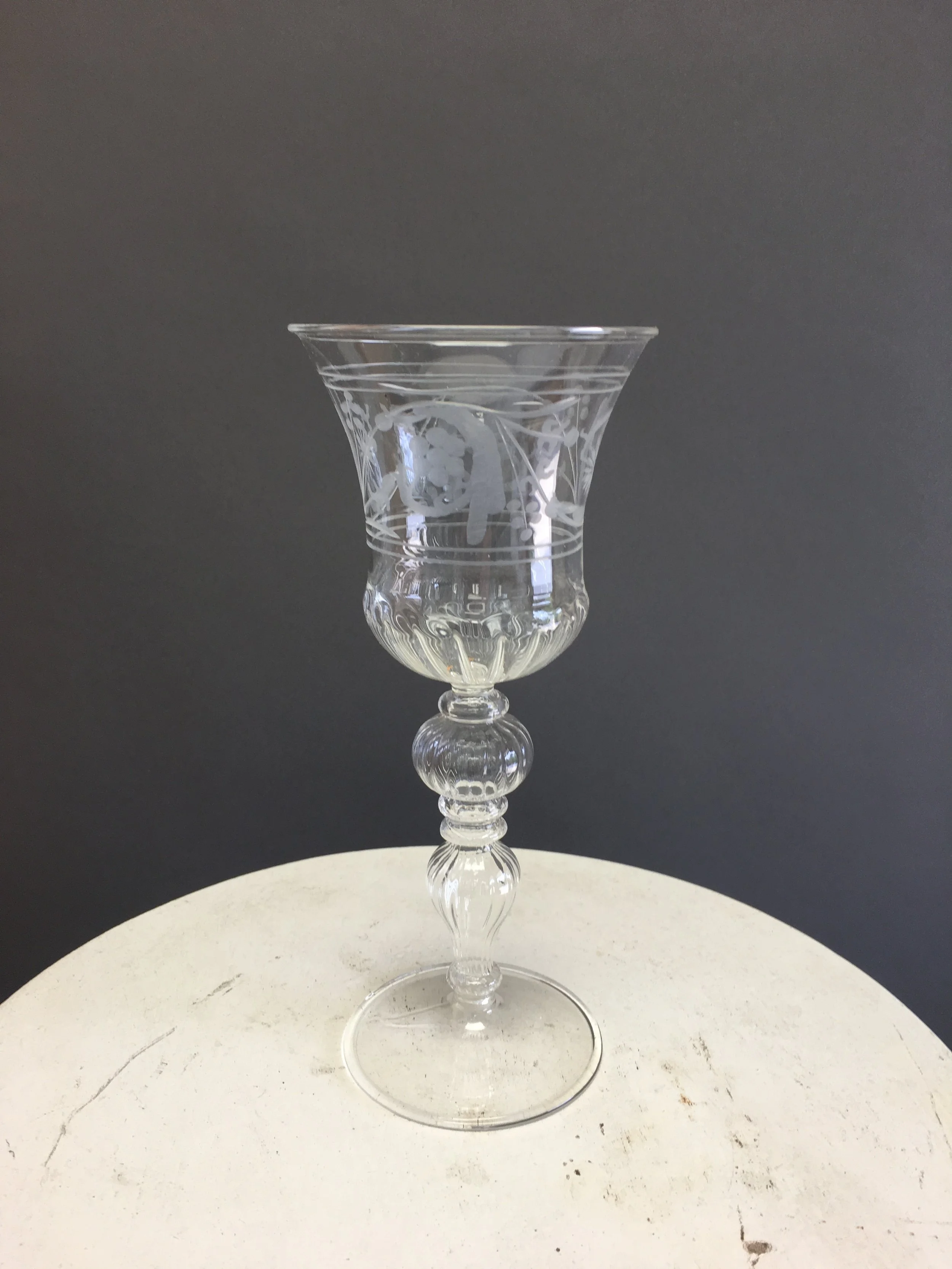 CHC-063: Etched Glass Fluted Votive Holder