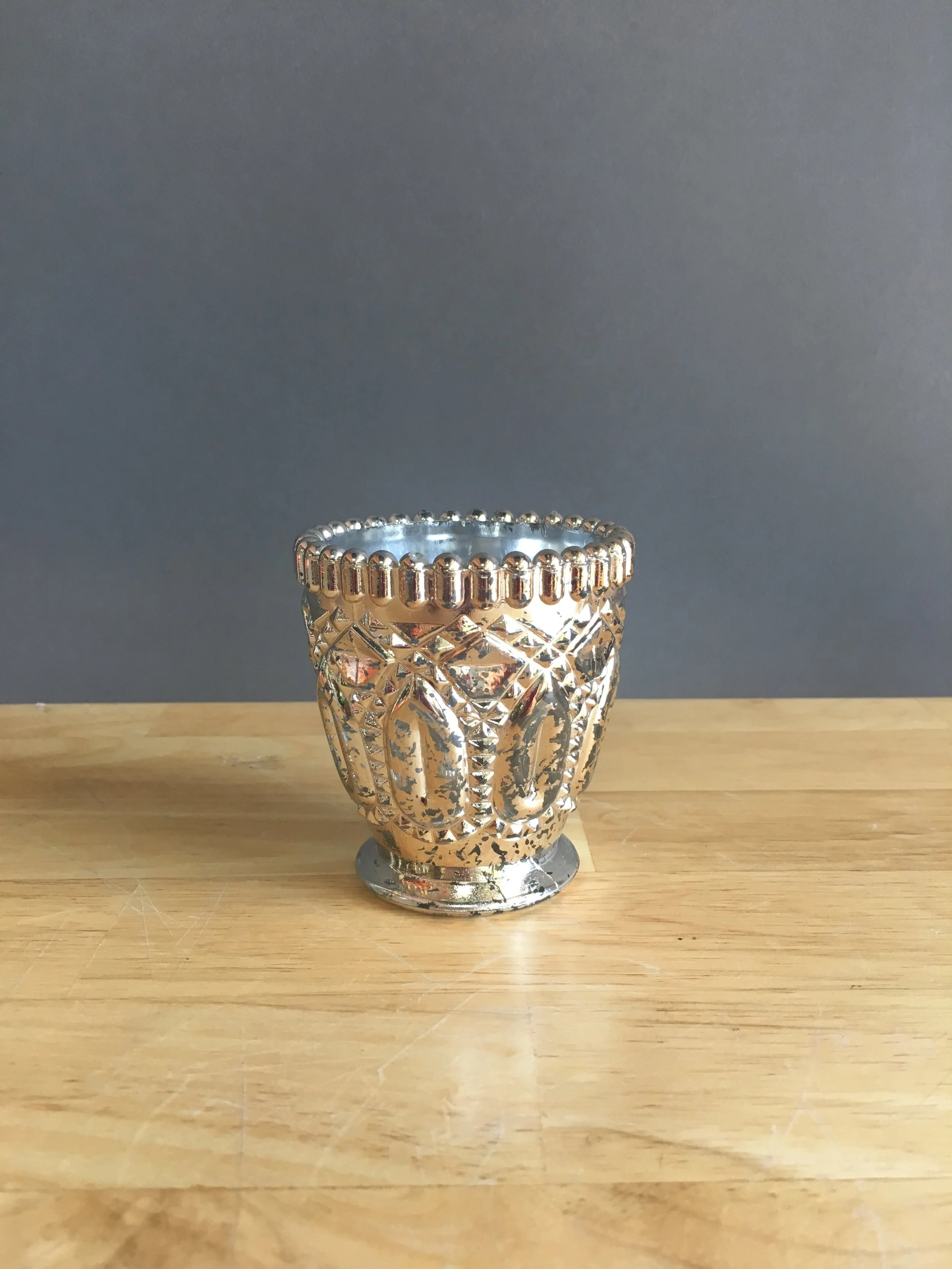 VOT-008: Ornate Gold and Silver Mercury Votive