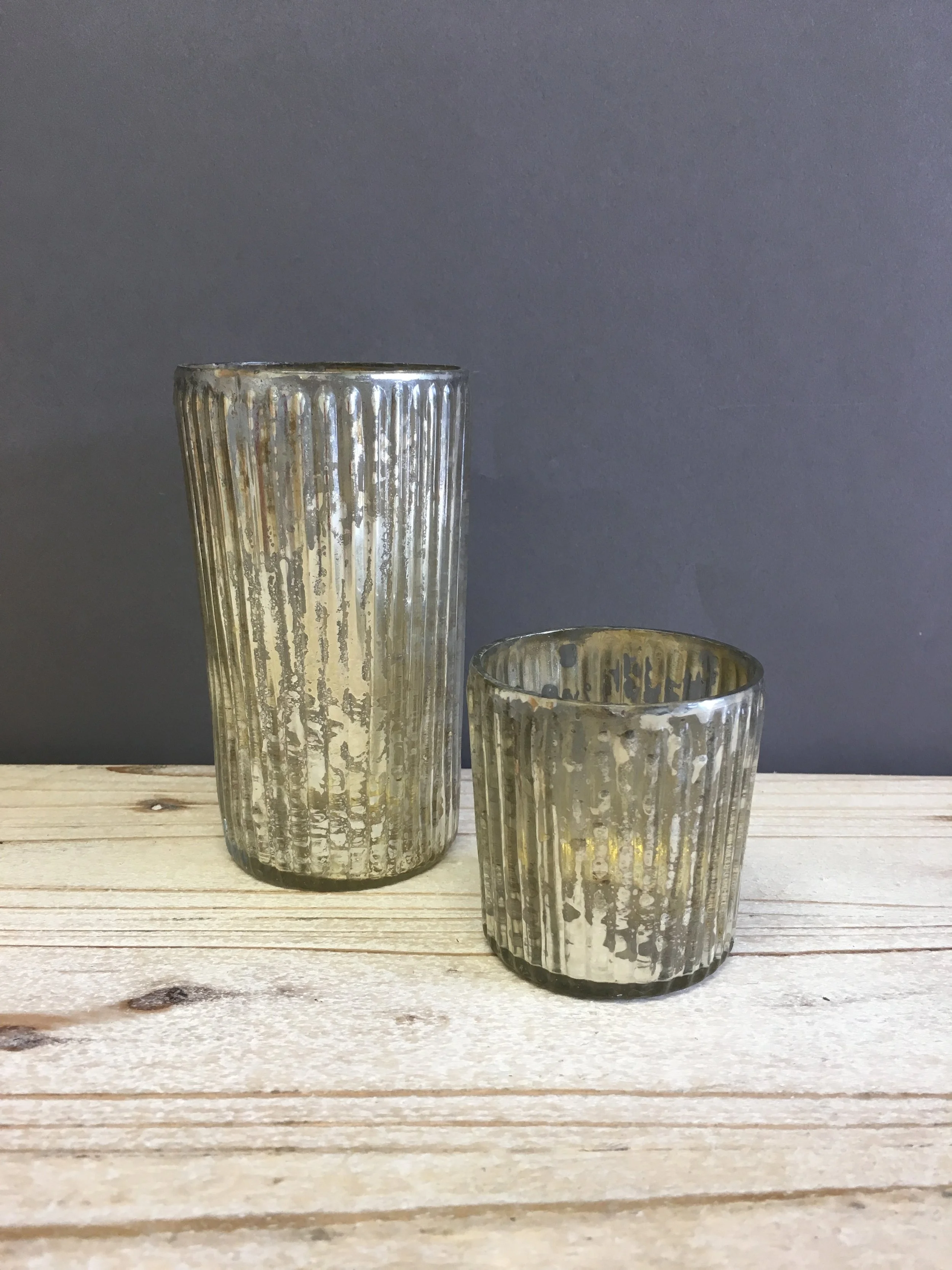 VOT-066: Silver Mercury Ribbed Votive