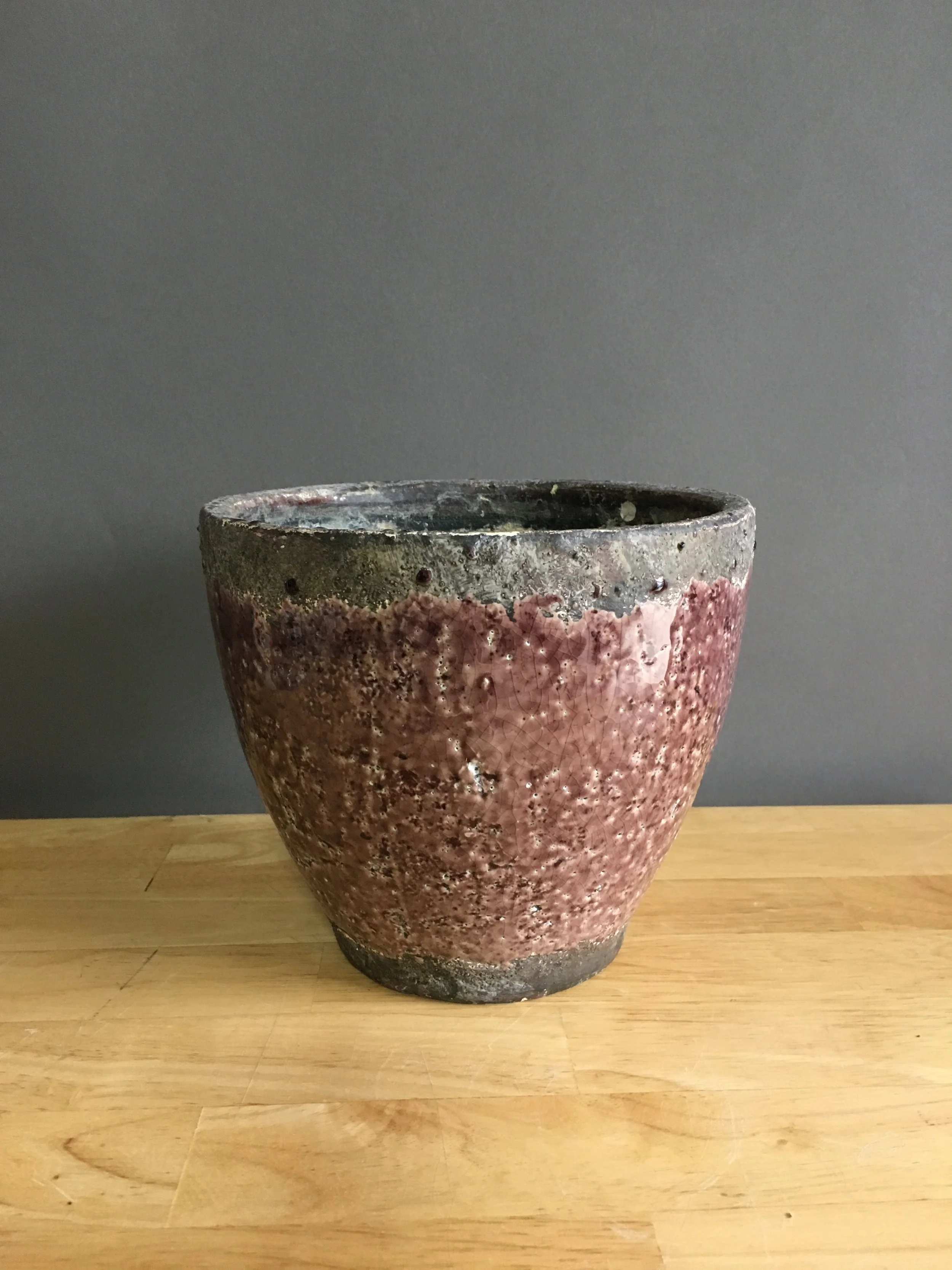 PLT-012: Red Glazed Pot with Rustic Trim