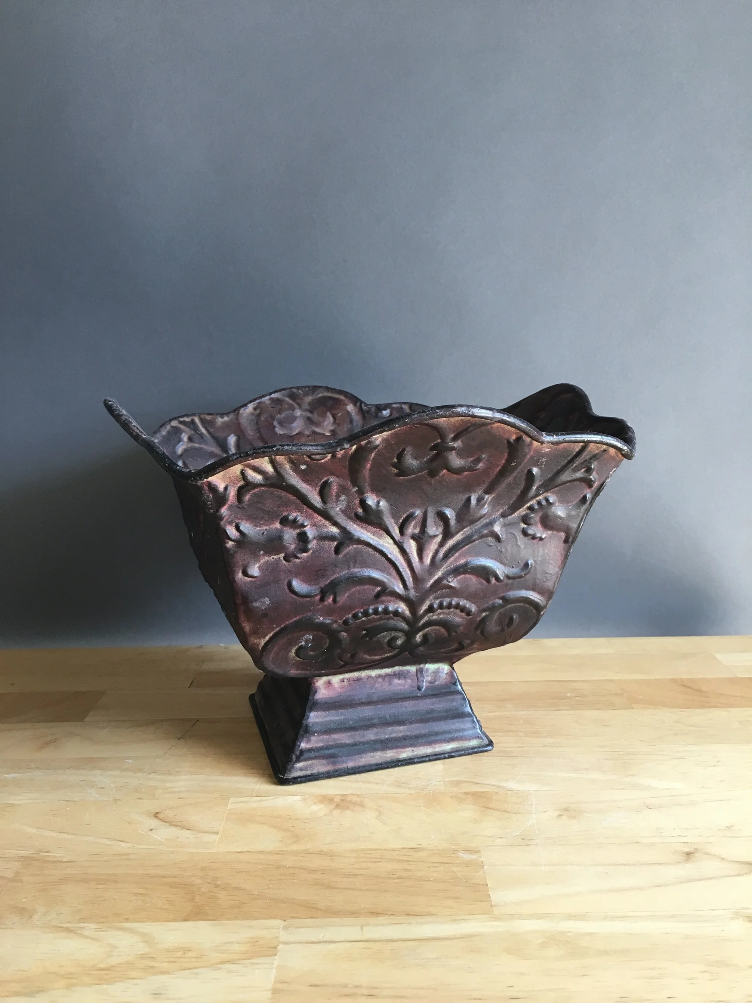 LOW-267: Bronze Embossed Metal Compote