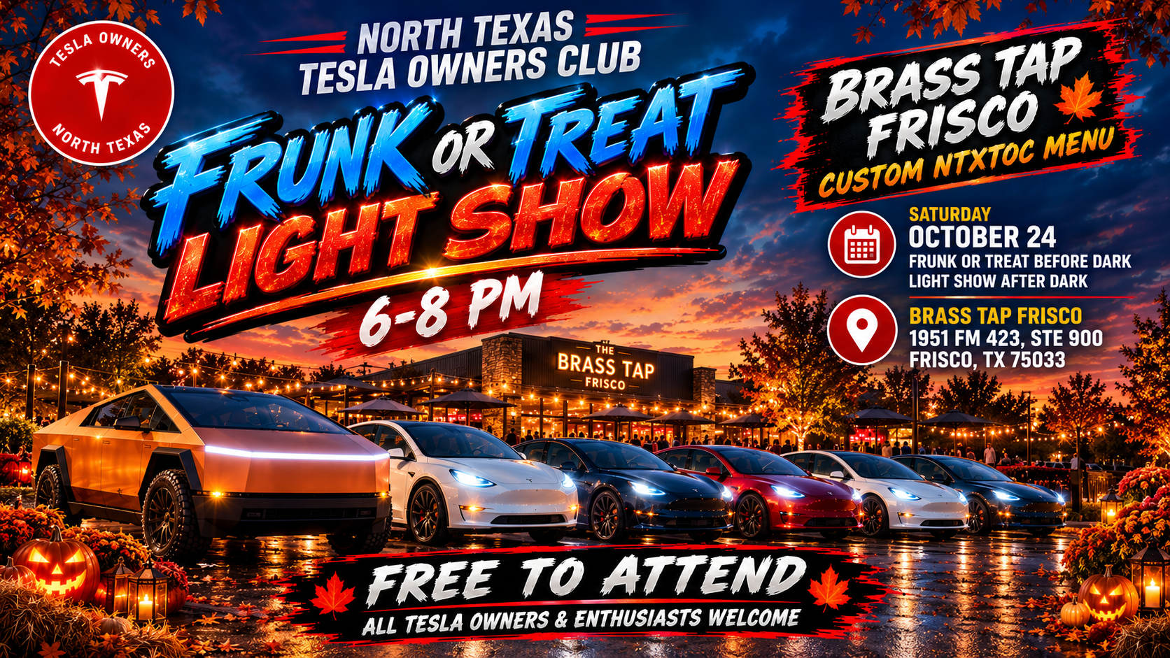 Frunk or Treat and Light Show at The Brass Tap Frisco
