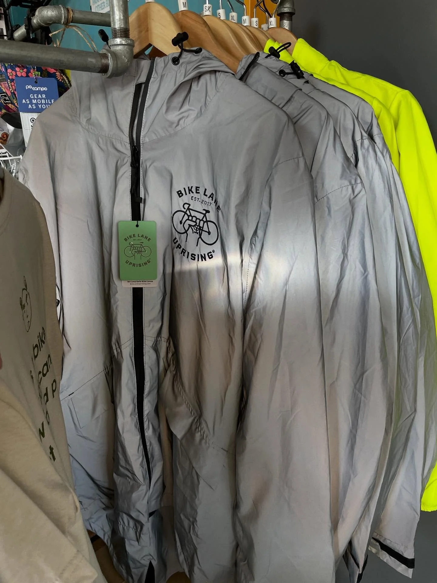 Did you miss the @bikelaneuprising anniversary party or ordering on line?  We still have some of their awesome reflective jackets in stock!  We also still have the frame bag and cross body bag. Good purchase as the days get shorter and darker!!! Stop