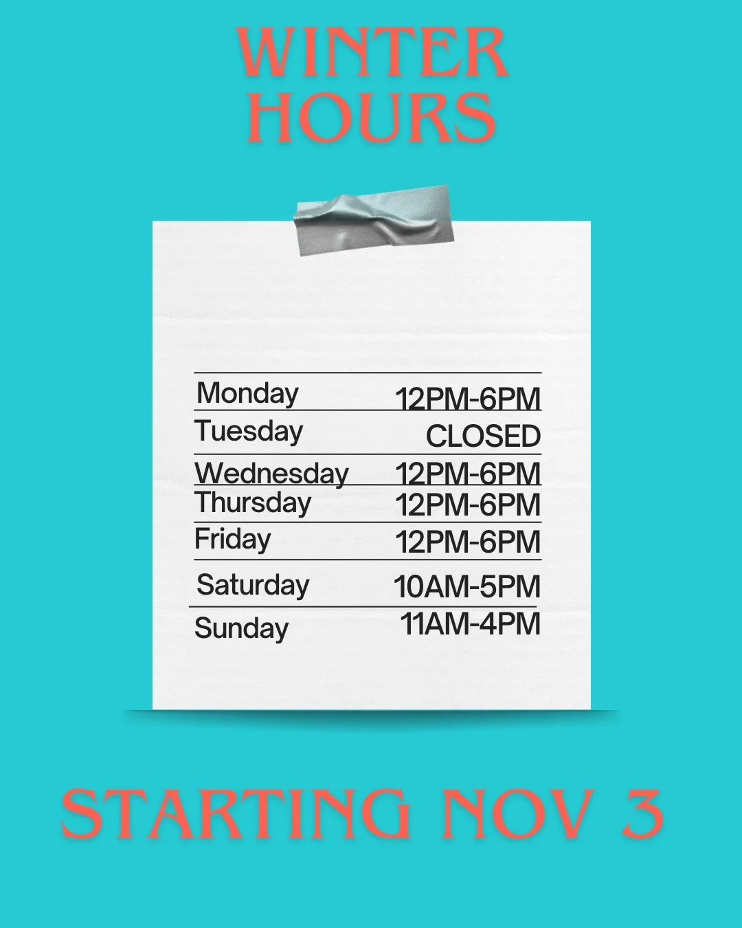 We know.. it is not winter yet but we will be starting our winter hours on Monday to ensure we are around in the spring!  If you need work done on your bike think about doing it over the winter!  We have nothing but time!  Also stay tuned for our win