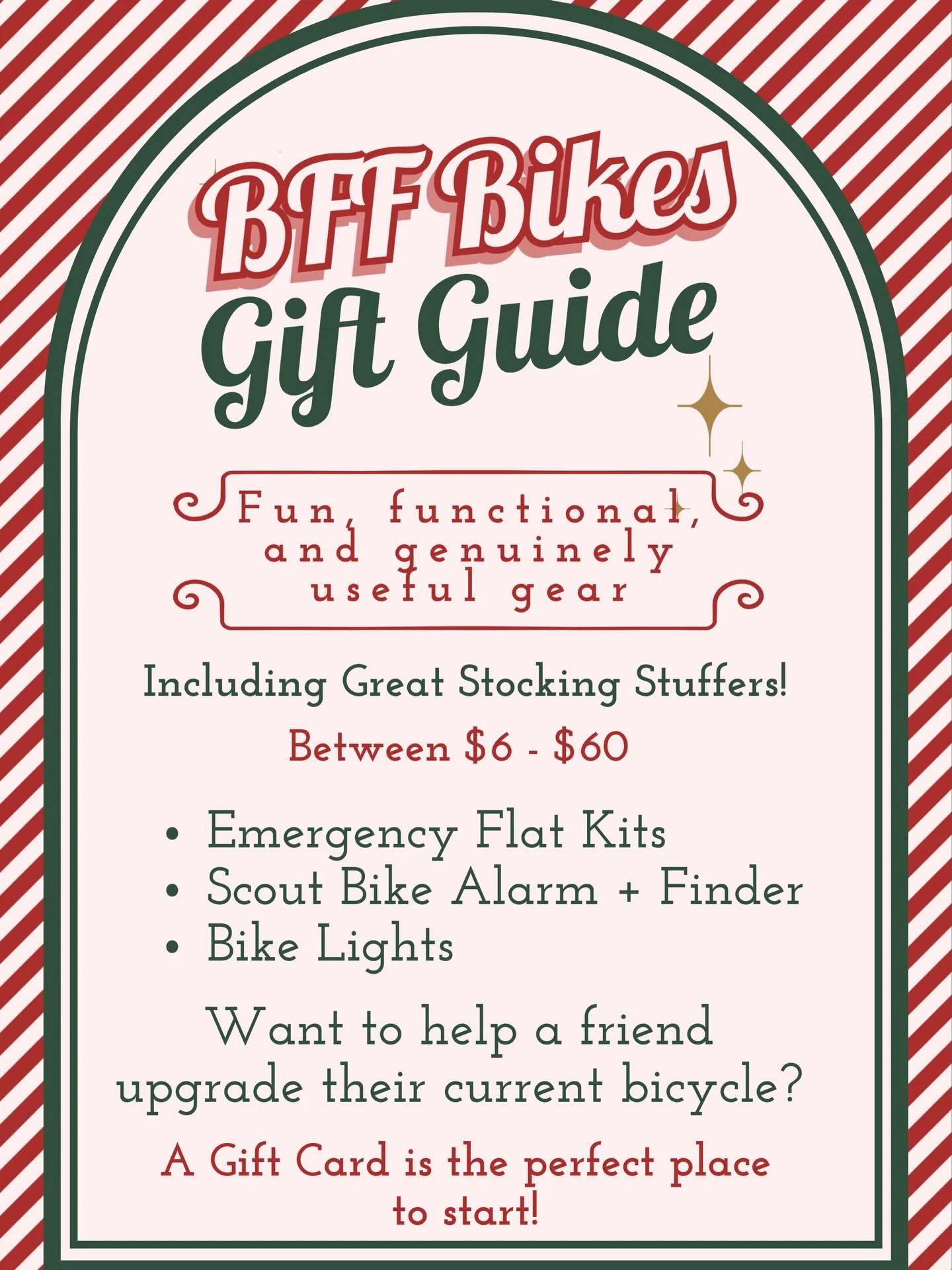 ✨ BFF Bikes Holiday Gift Guide is HERE! ✨⁠
Looking for the perfect present for the cyclist in your life (or a little something to treat yourself)? We&rsquo;ve rounded up a few of our favorite items to make your holiday shopping easy, fun, and totally