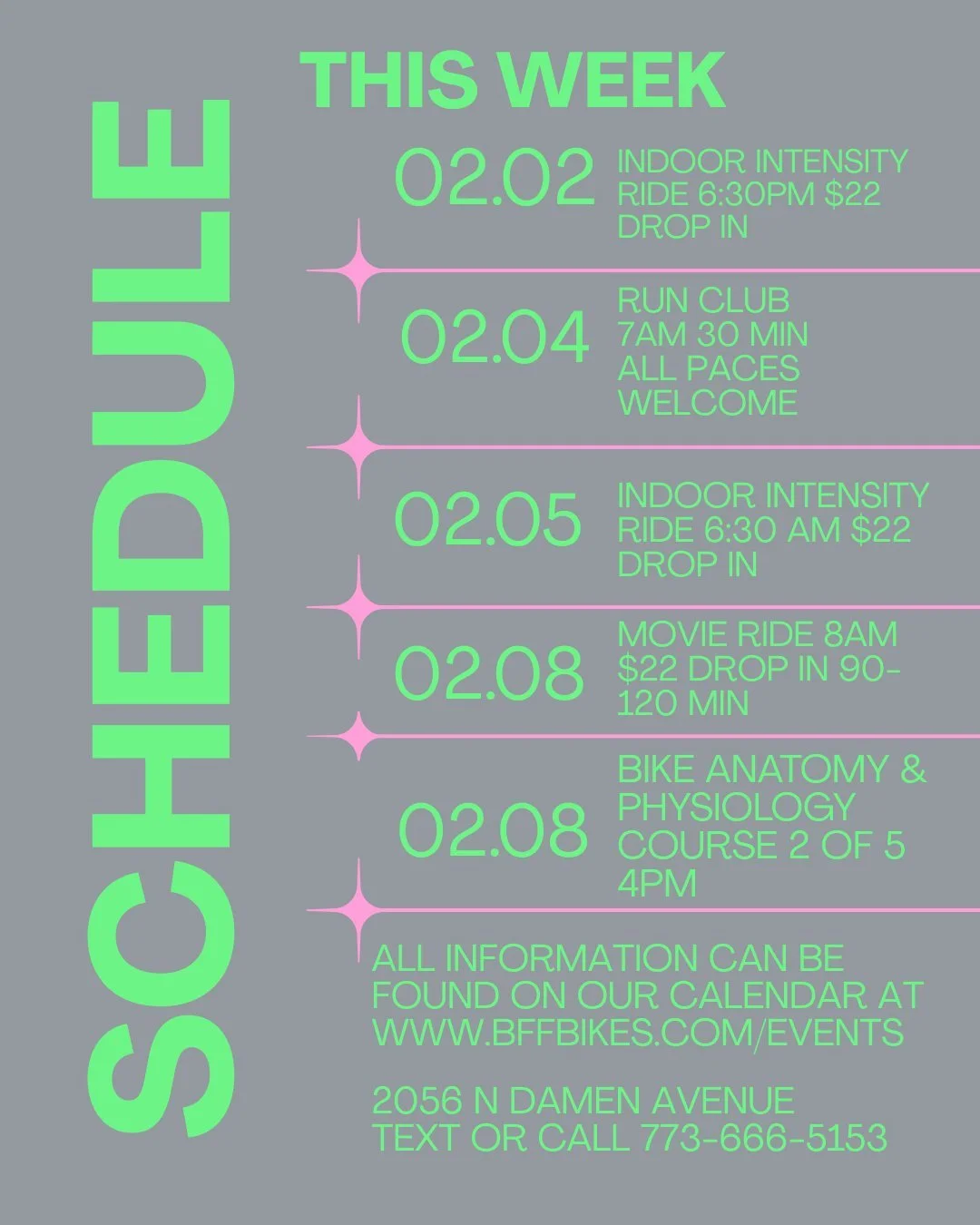 ✨ Come to one of our events
✨ Or swing by&mdash;we&rsquo;ve got full availability for all your biking needs
✨ We also have our BOGO tune deal going on so grab your friend and get your bikes tuned this week
✨ Closed Thursday for bicycle trade show
.
.
