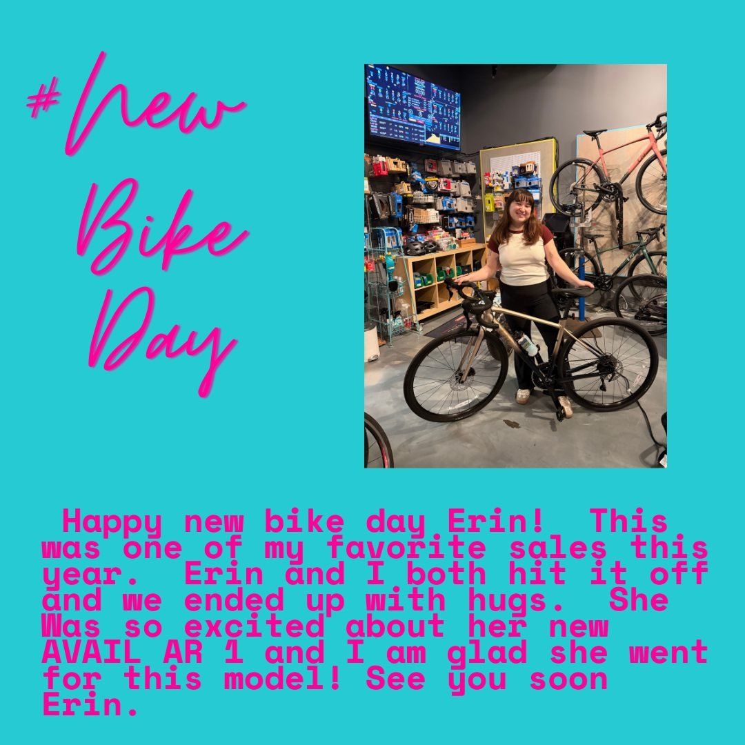 Happy New Bike Day ERIN xo!

 #WomenOwnedBikeShop #BikeCommunity #newbikeday #ChicagoCycling #BikeFriendsForever 

@livcyclingusa