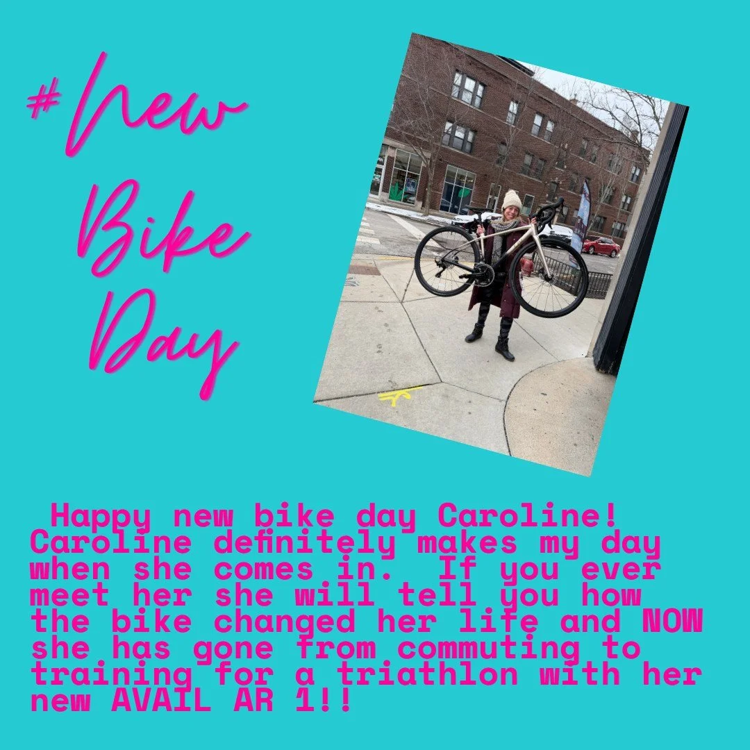 Happy New Bike Day Caroline!!!

 #WomenOwnedBikeShop #shopsmallbusiness #BikeCommunity #ChicagoCycling #ChicagoTri #triathlontraining #newbikeday