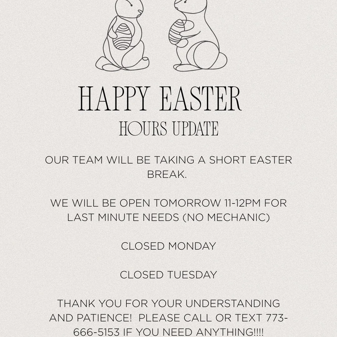 We've had to adjust our hours and will be closing Monday. We are closed tomorrow for Easter but will open 11-12 for any last minute needs. As always please text us if you need anything and we will do our best to accommodate!! Thank you~~